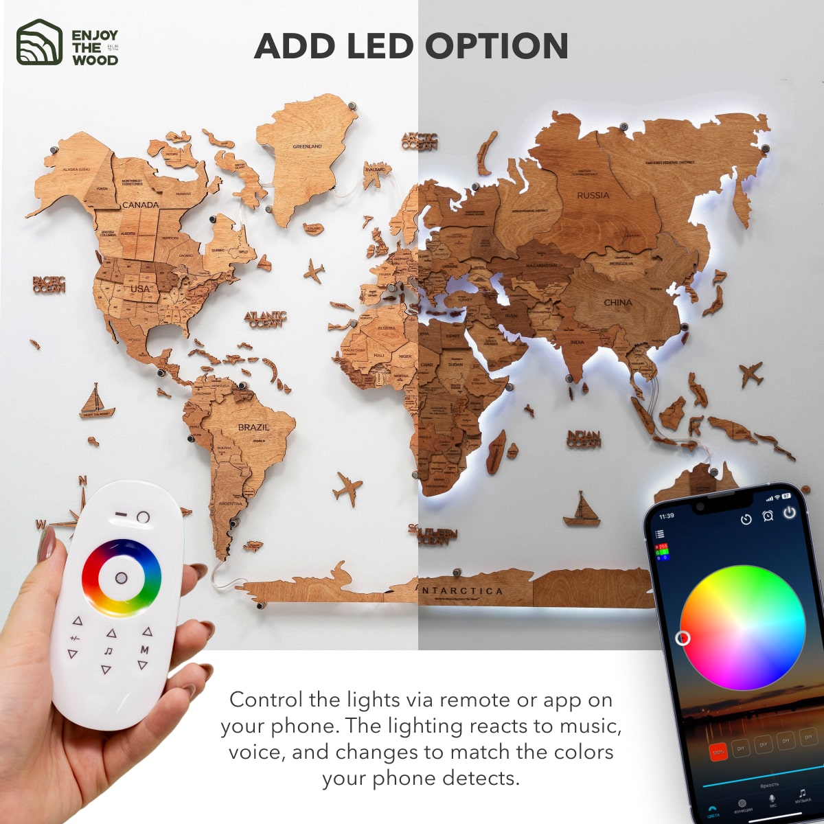 light wooden map oak