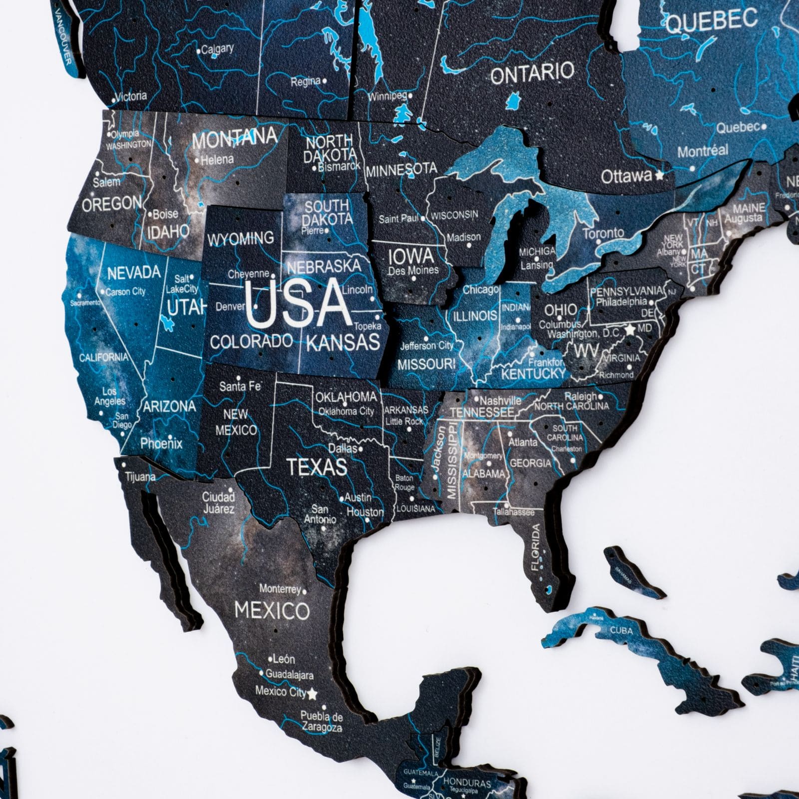 3D leuchtende/magnetische farbige hölzerne Weltkarte Raum