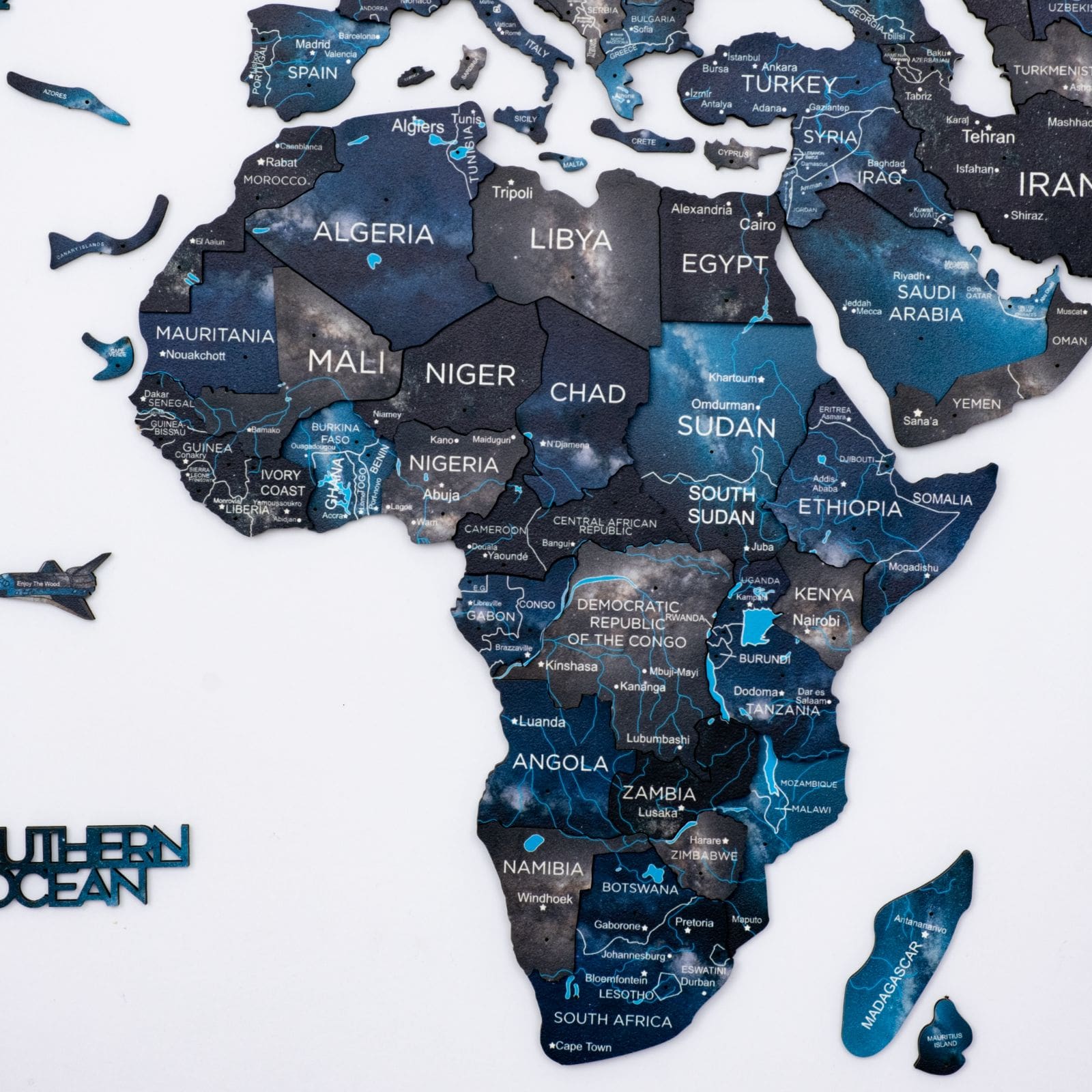 3D leuchtende/magnetische farbige hölzerne Weltkarte Raum