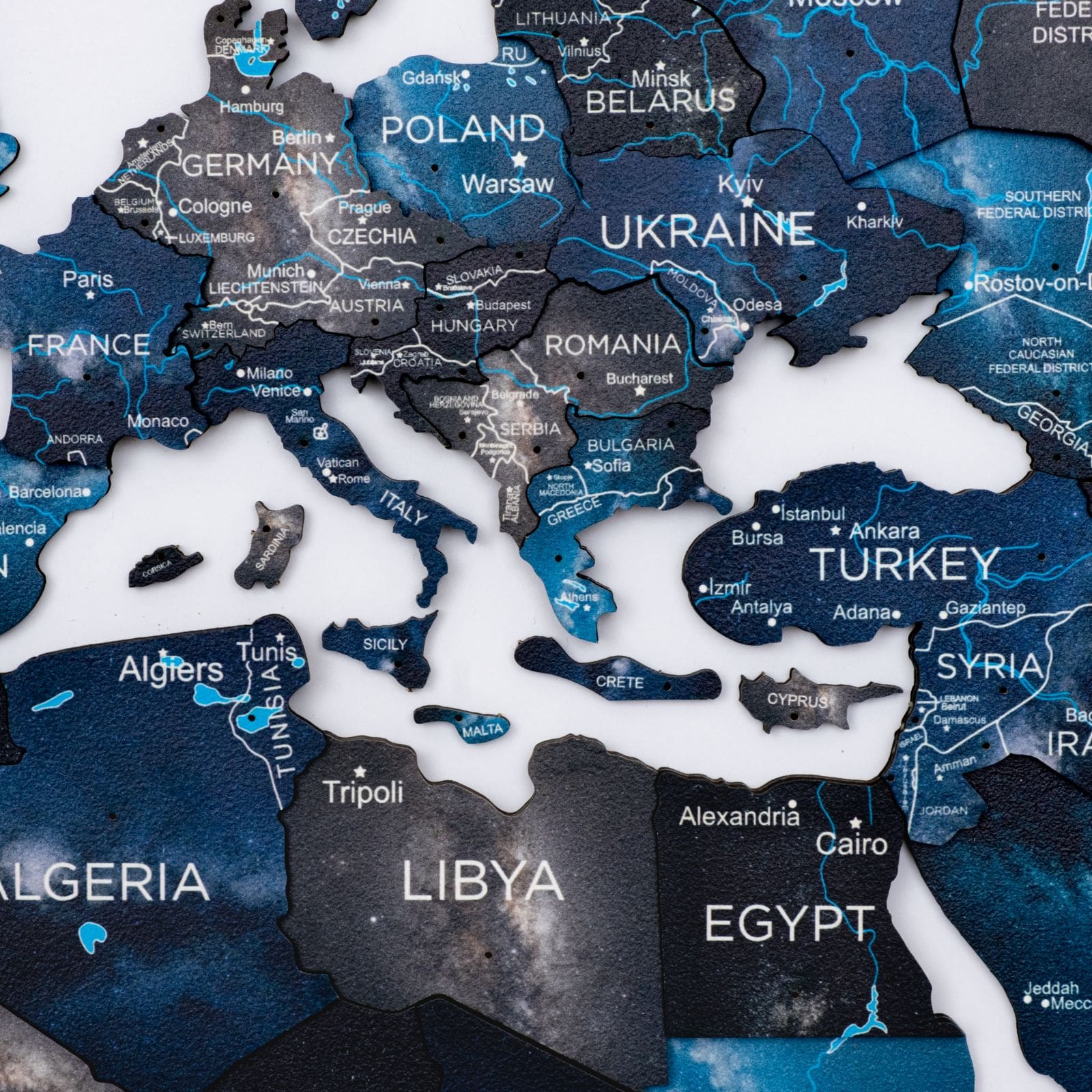 3D leuchtende/magnetische farbige hölzerne Weltkarte Raum