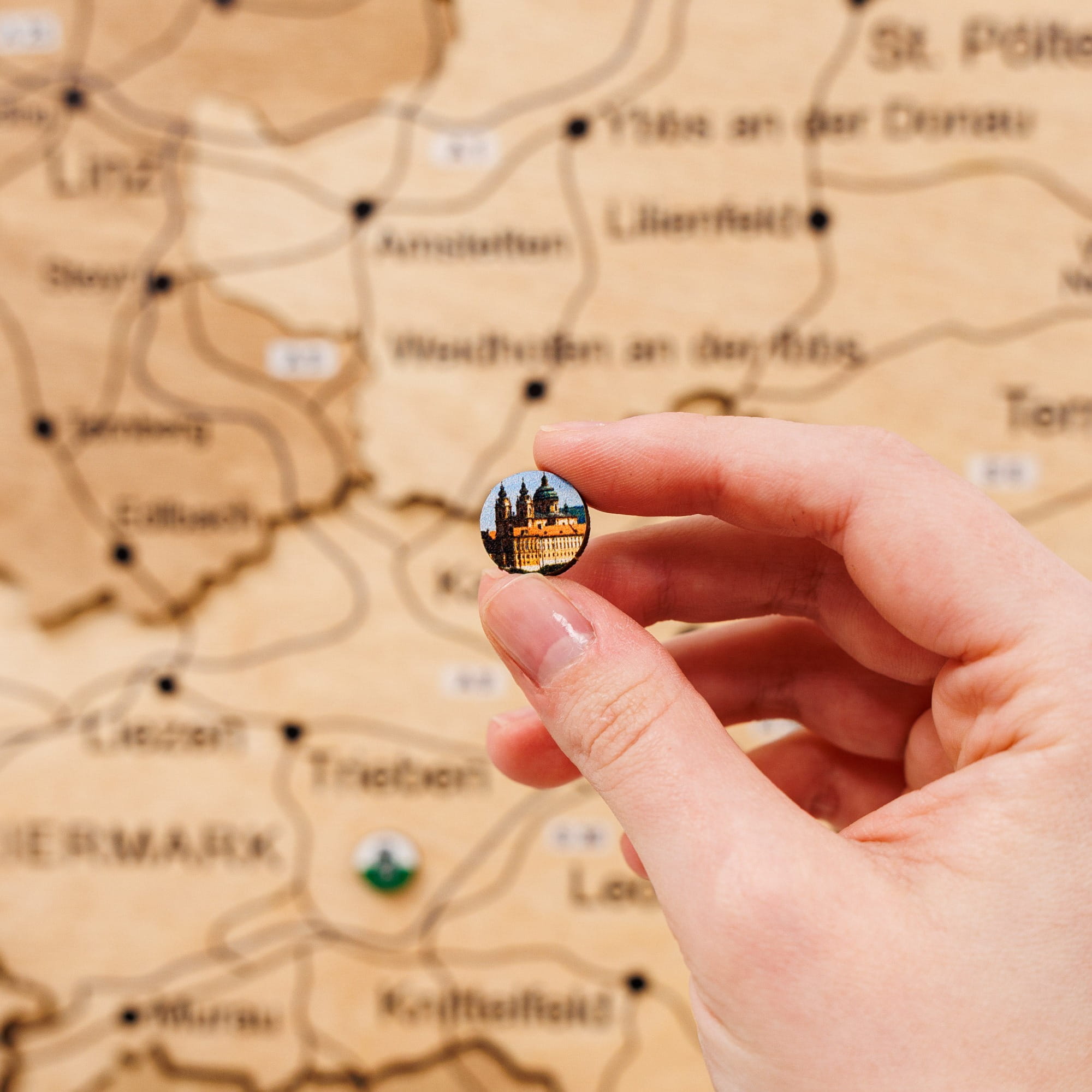 3D Wooden Map of Austria - Gold