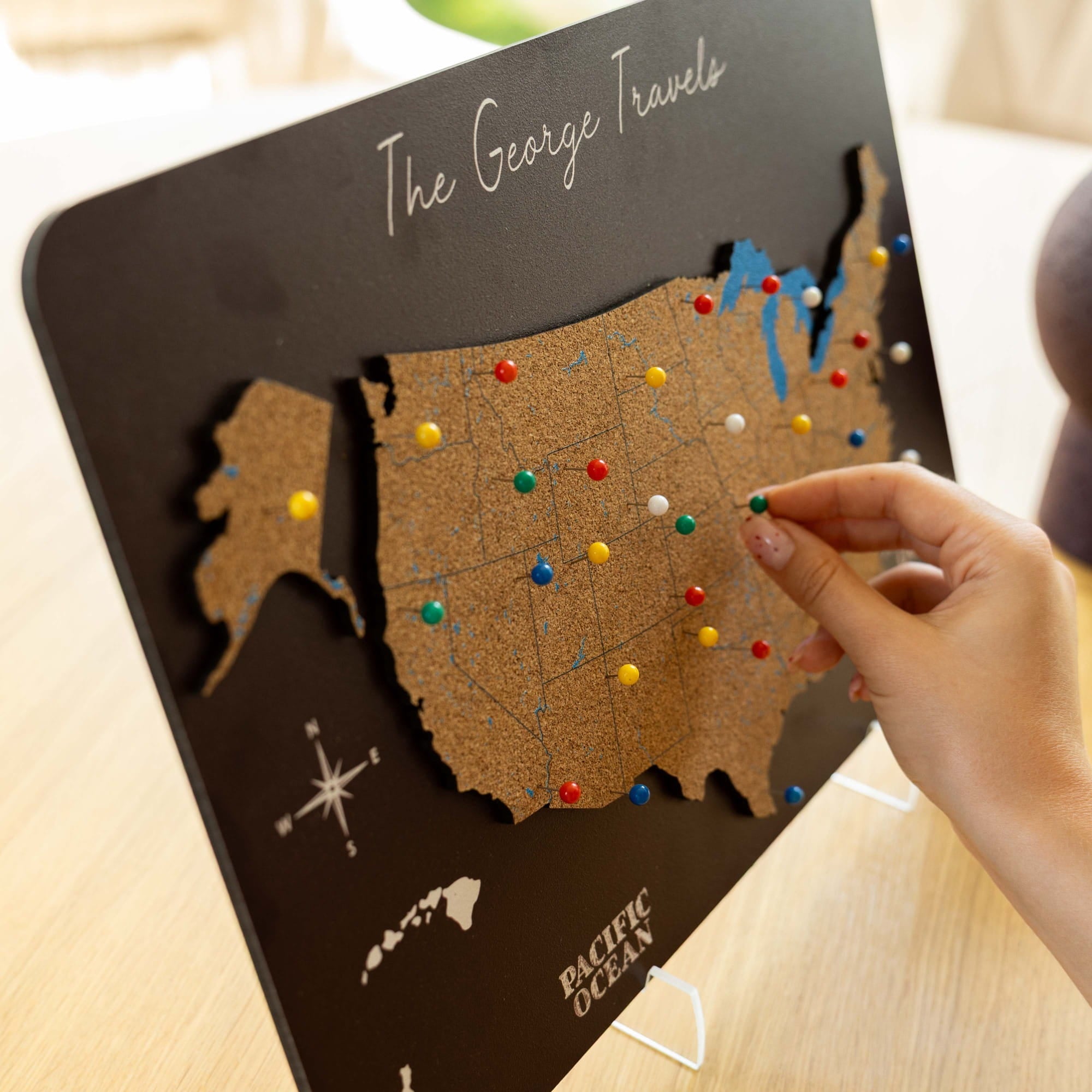 usa cork map black board pins