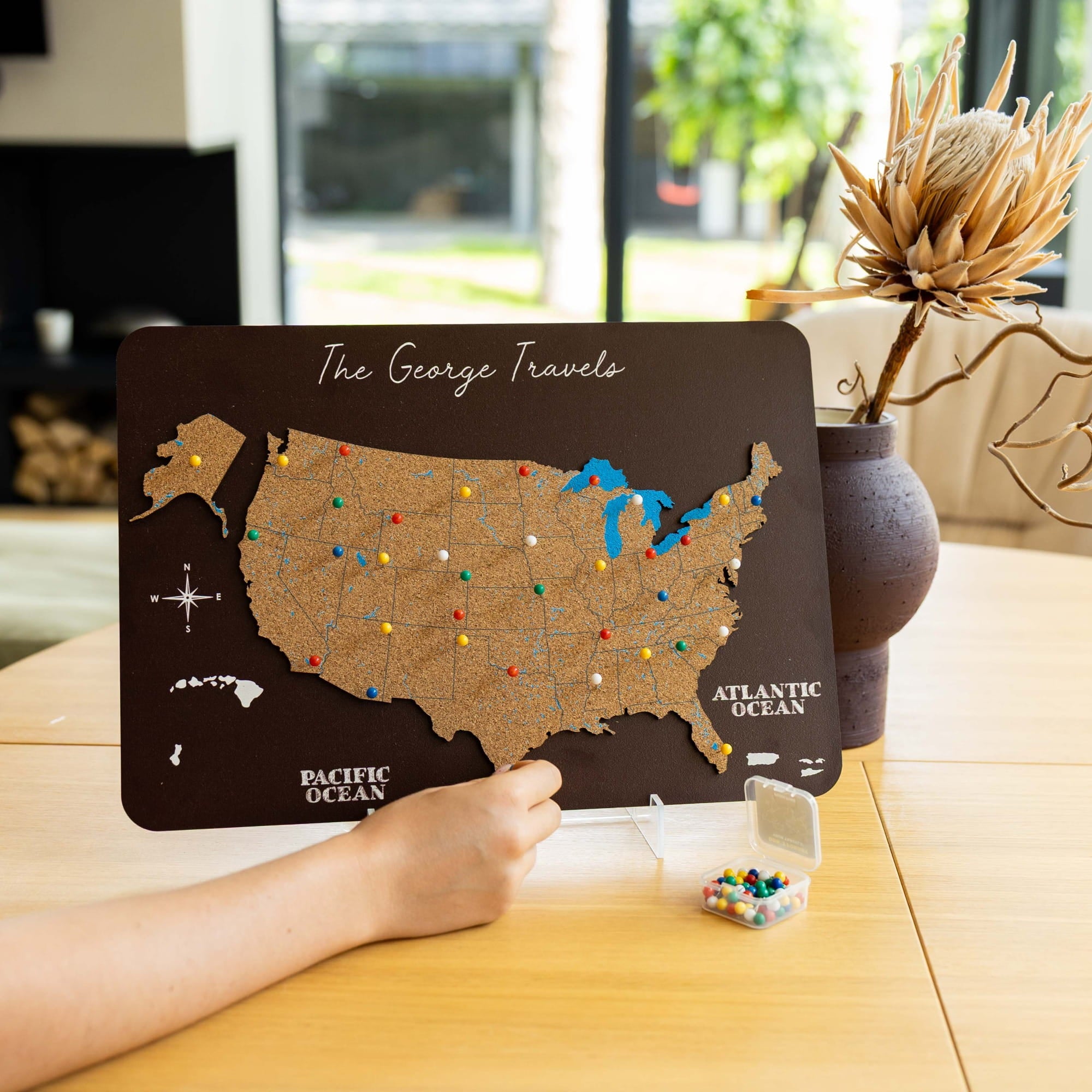 usa map pinboard home decor wood