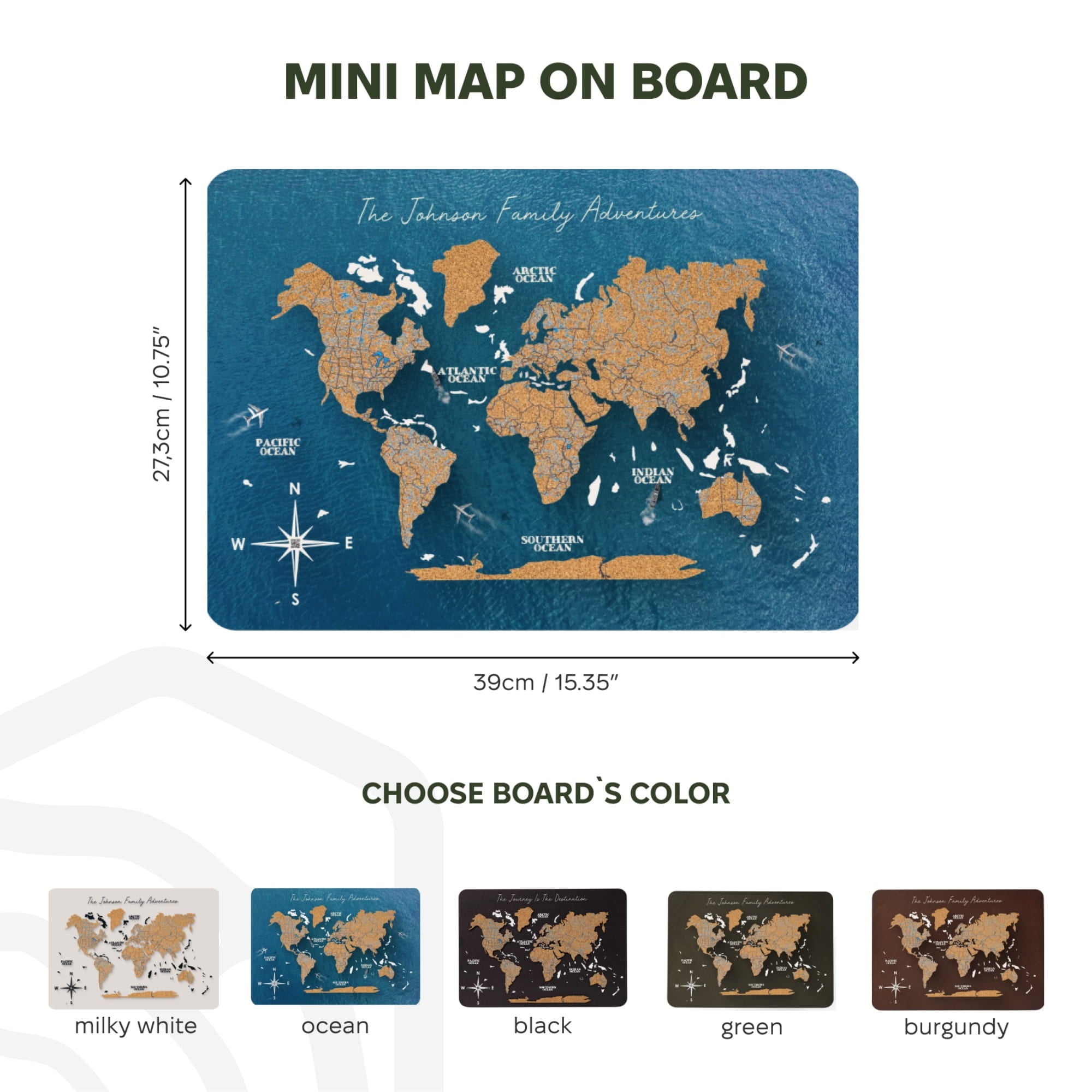 Mini cork Map on Board