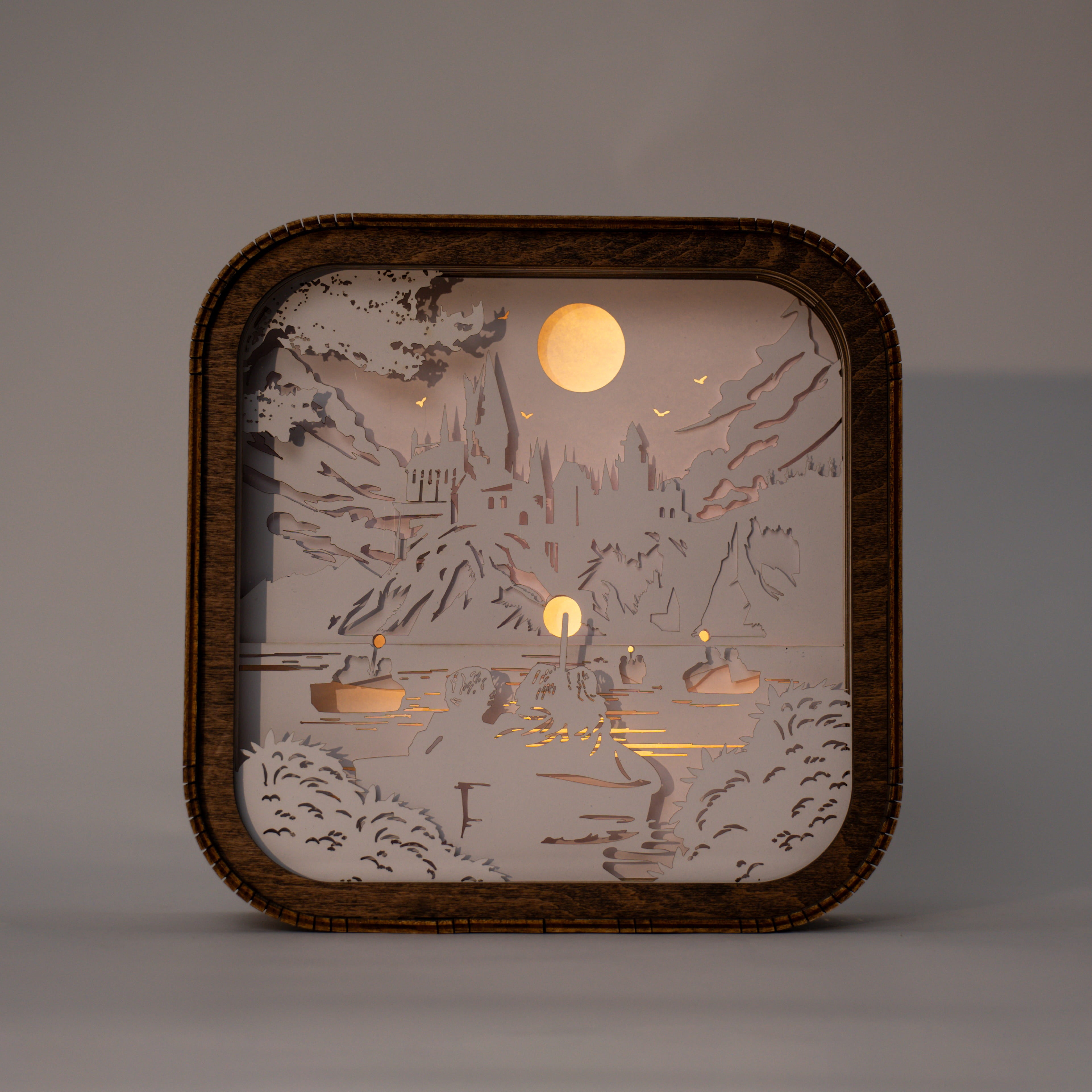 Wooden Paper Night Light - Journey to Hogwarts by Enjoy The Wood