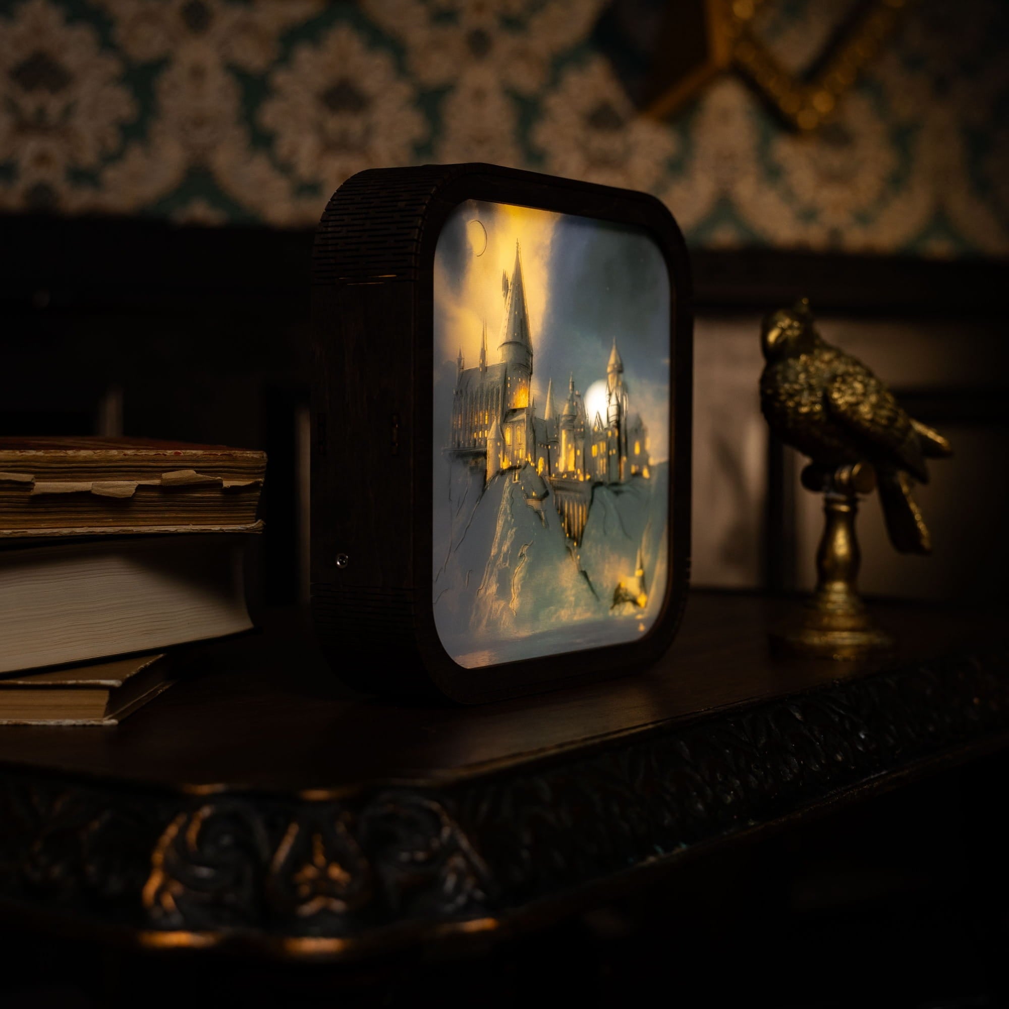 Wooden Acrylic Harry Potter Night Light - Hogwarts After Curfew by Enjoy The Wood