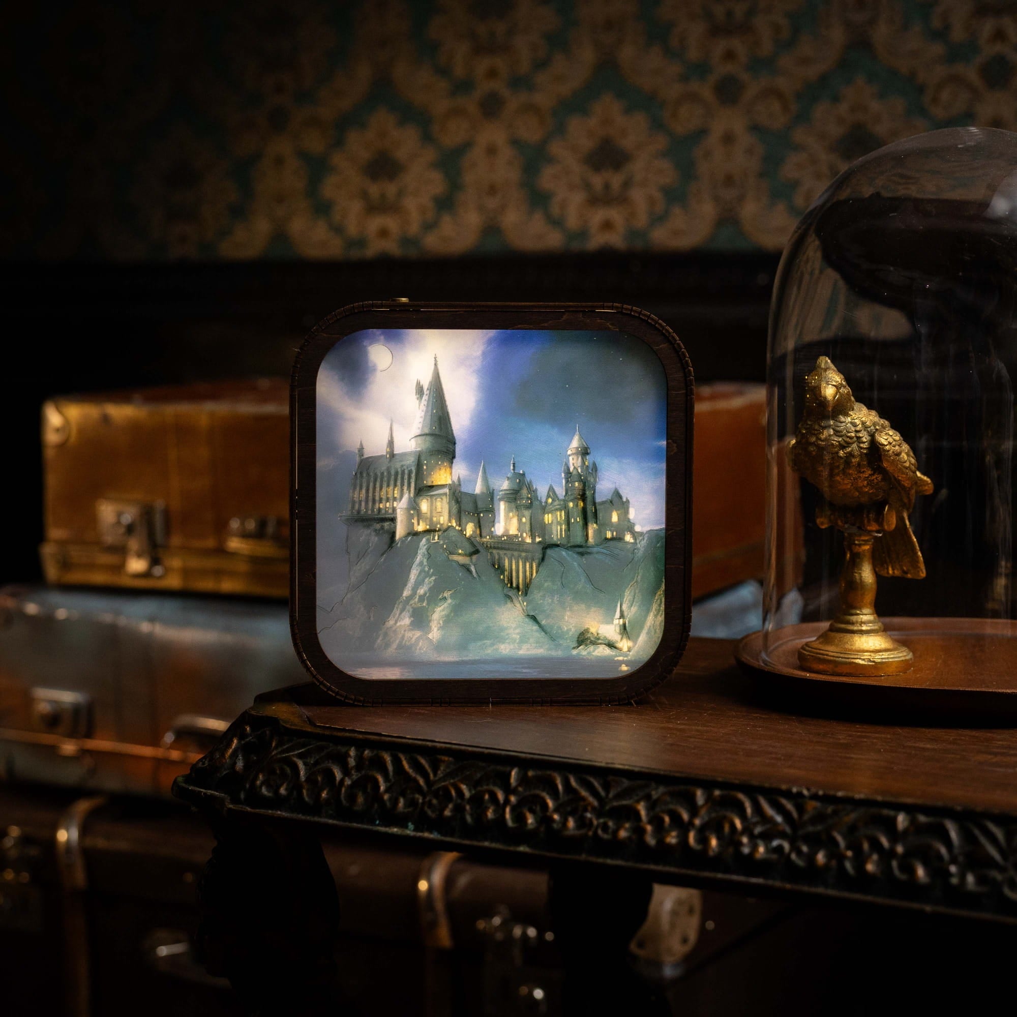 Wooden Acrylic Harry Potter Night Light - Hogwarts After Curfew by Enjoy The Wood