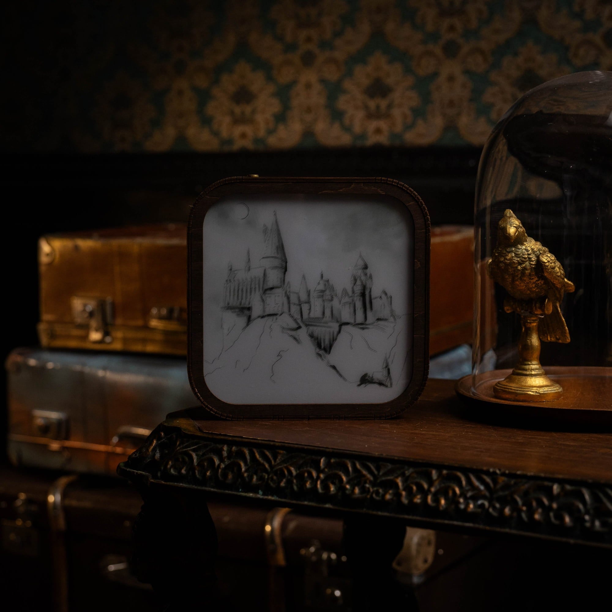 Wooden Acrylic Harry Potter Night Light - Hogwarts After Curfew by Enjoy The Wood