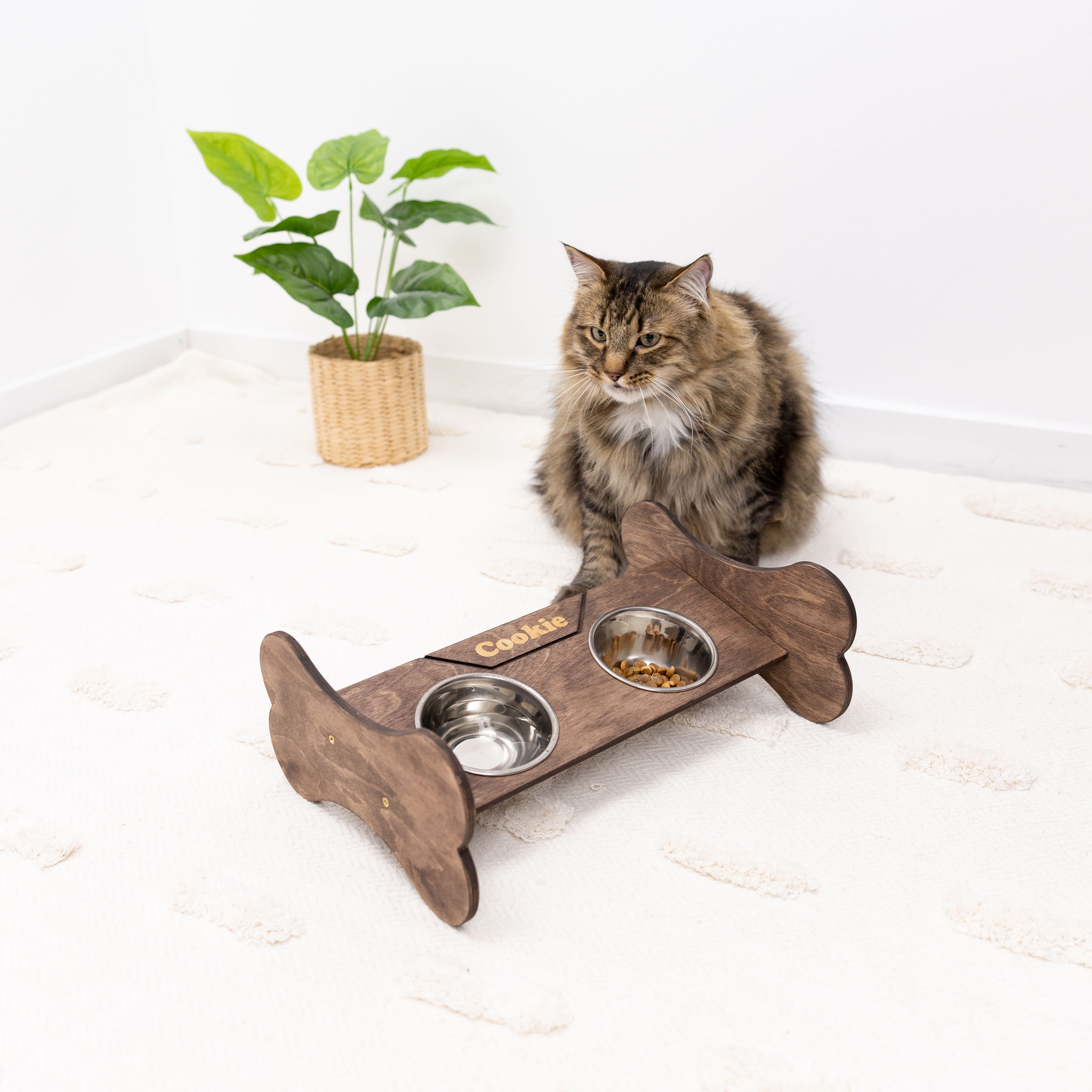 Pet Bowl Stand - Bone-Shaped by Enjoy The Wood