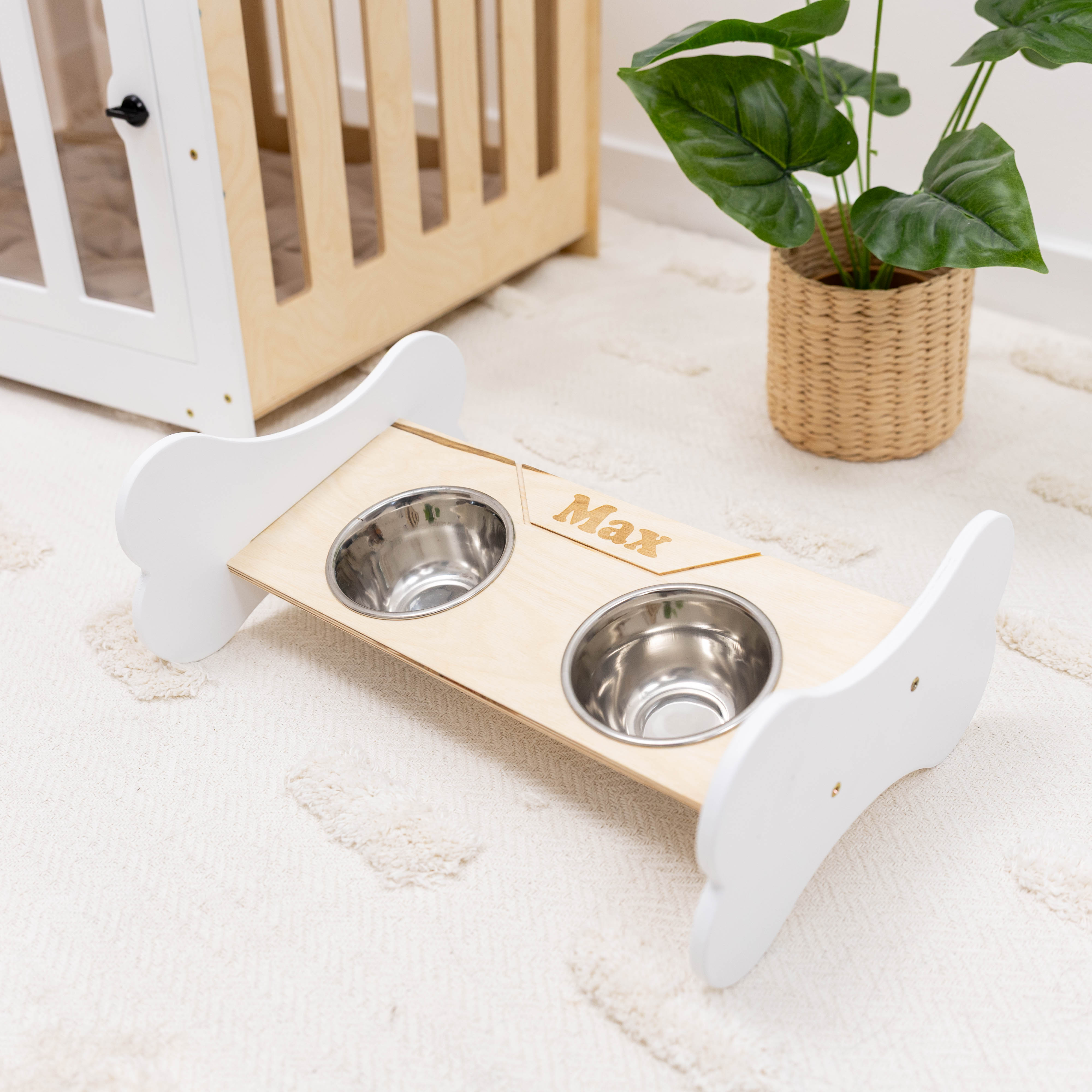 Pet Bowl Stand - Bone-Shaped by Enjoy The Wood