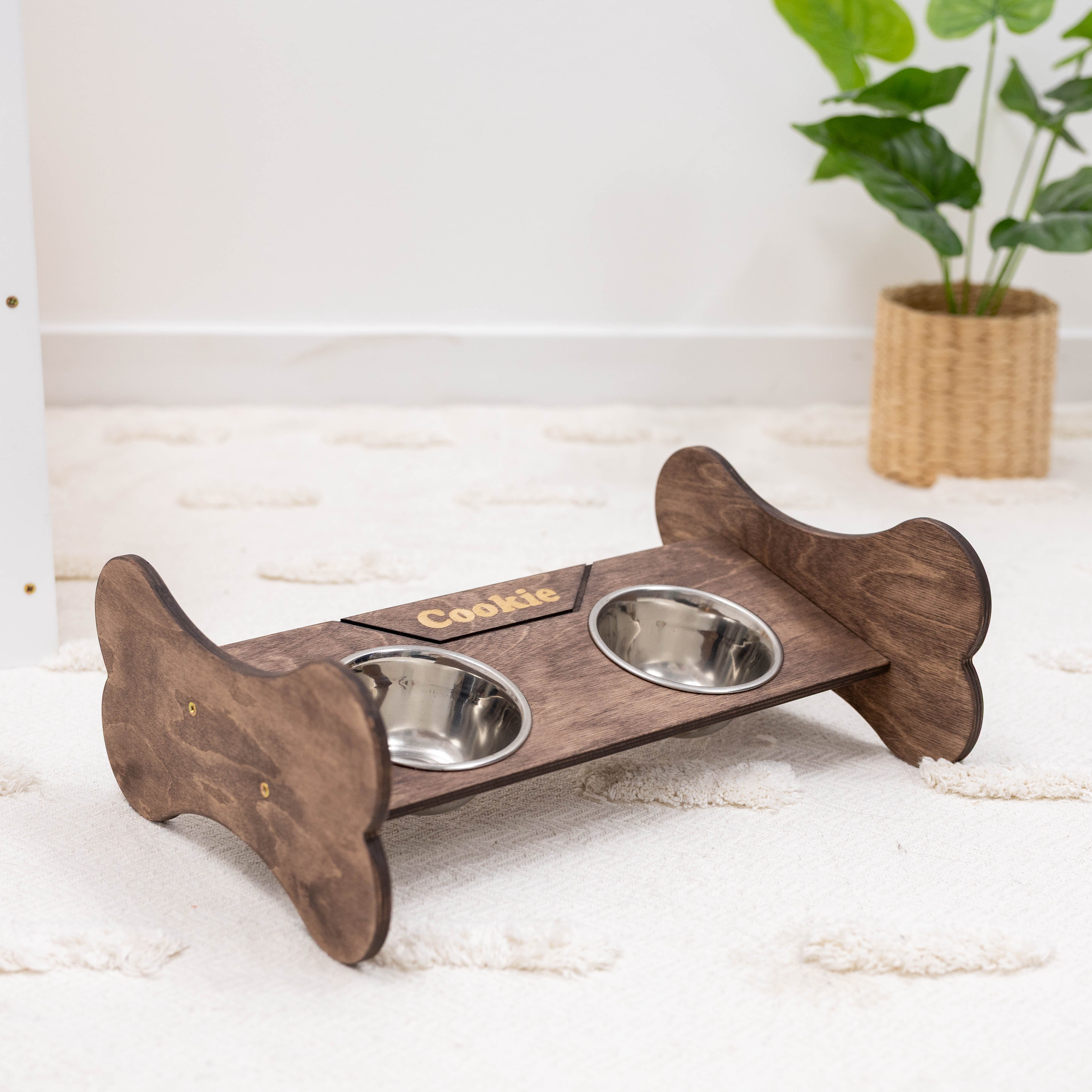 Pet Bowl Stand - Bone-Shaped by Enjoy The Wood