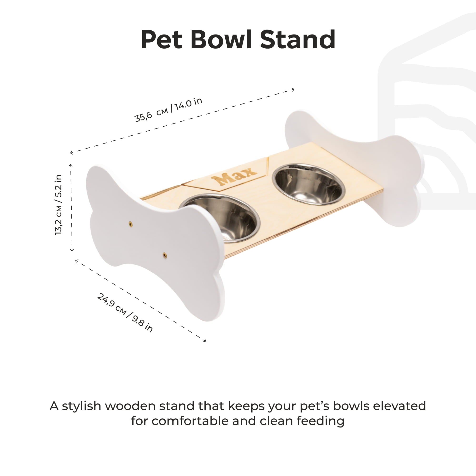 Pet Bowl Stand - Bone-Shaped by Enjoy The Wood