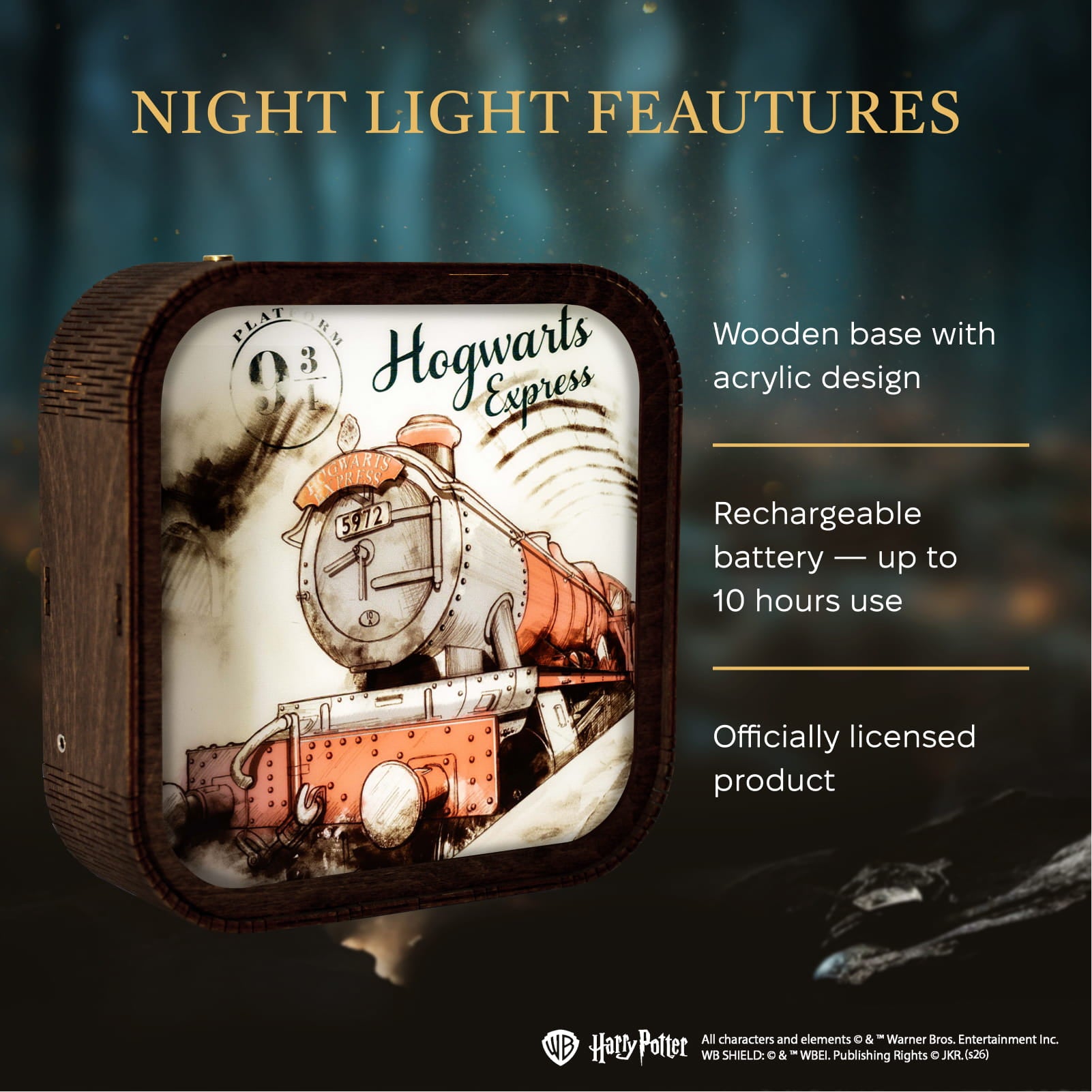 Veilleuse Harry Potter en bois et acrylique-Voie 9 ¾