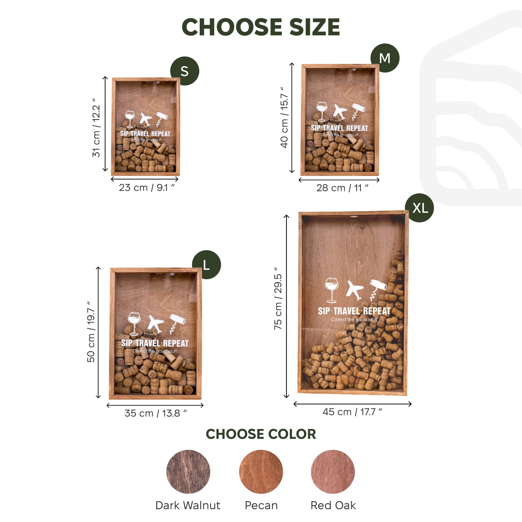Size and color selection chart f
