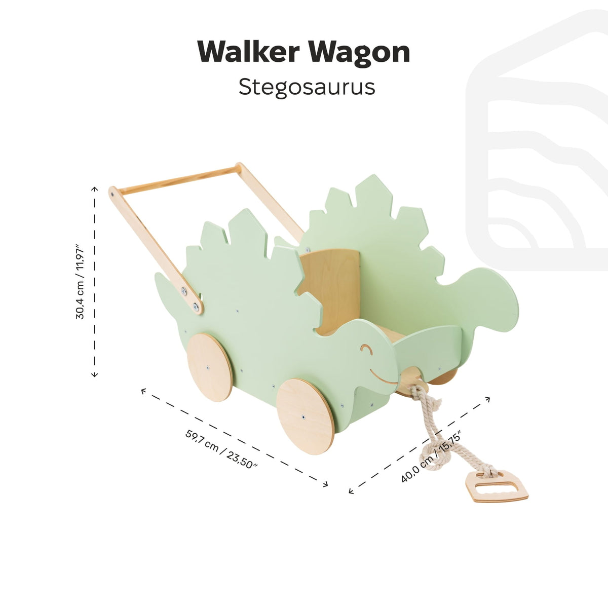 Wagon jouet en bois-Stégosaure