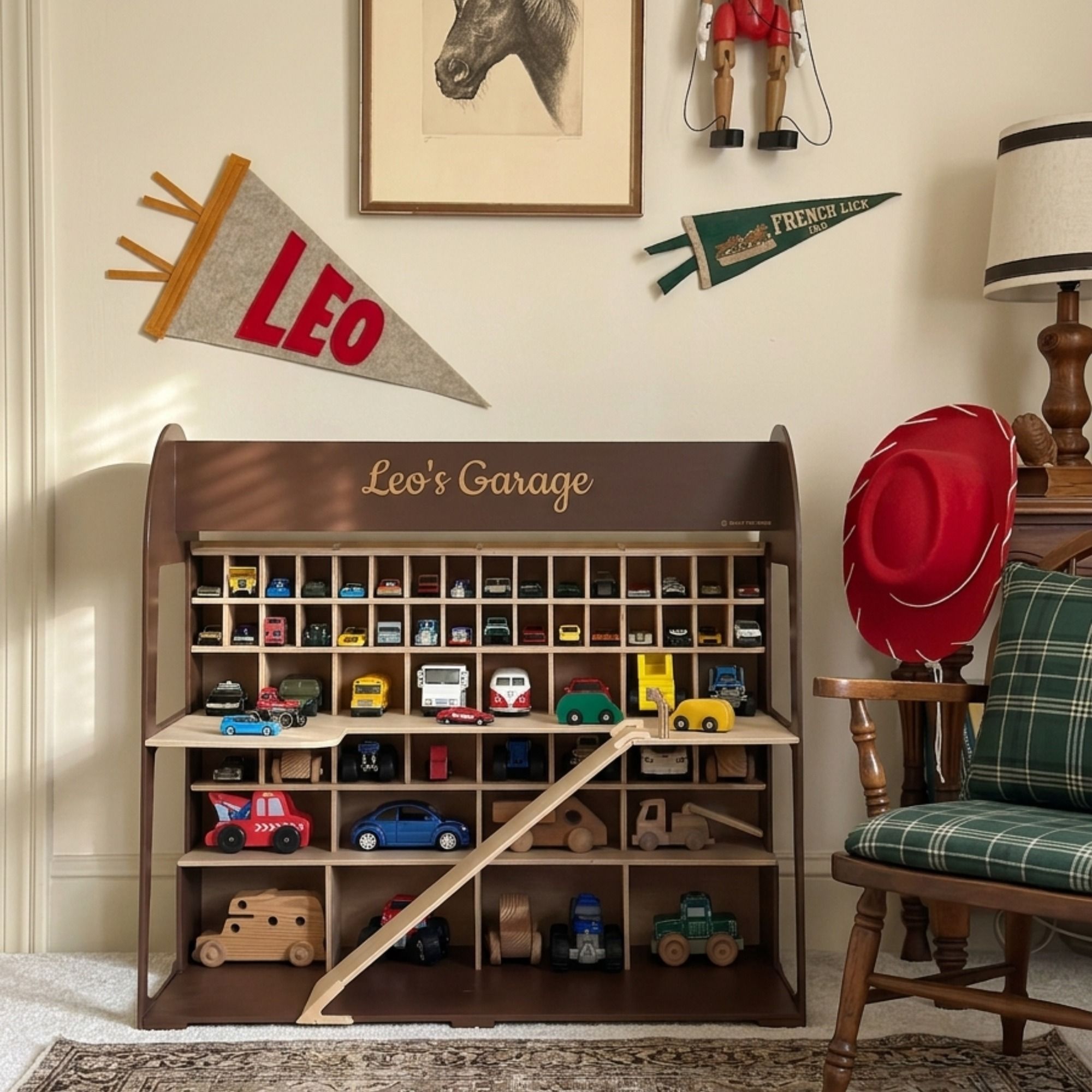Chocolate toy car organizer for kids