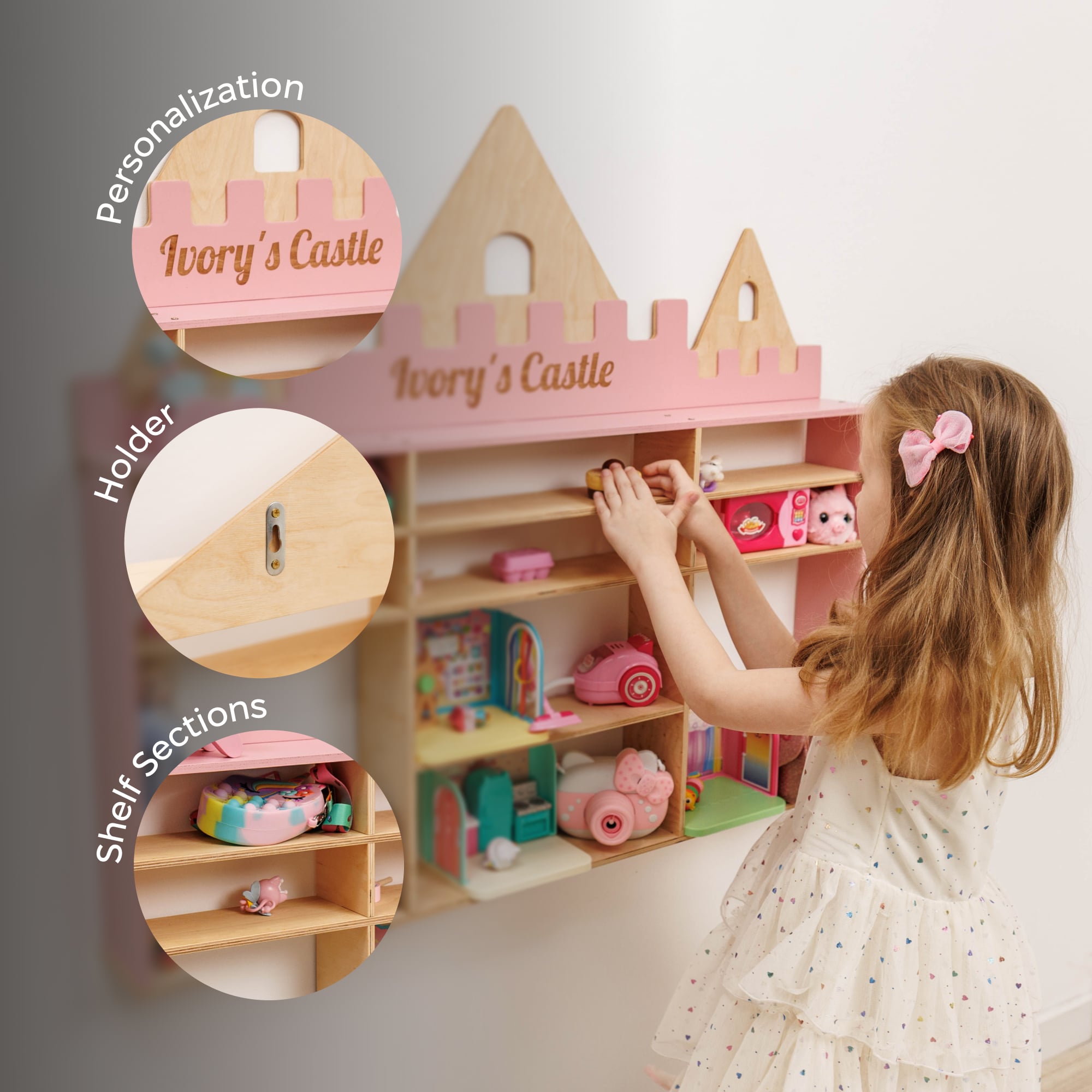 Wooden Toy Organizer - Castle