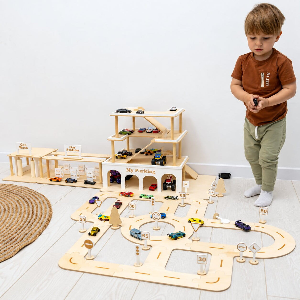 toy garage with track