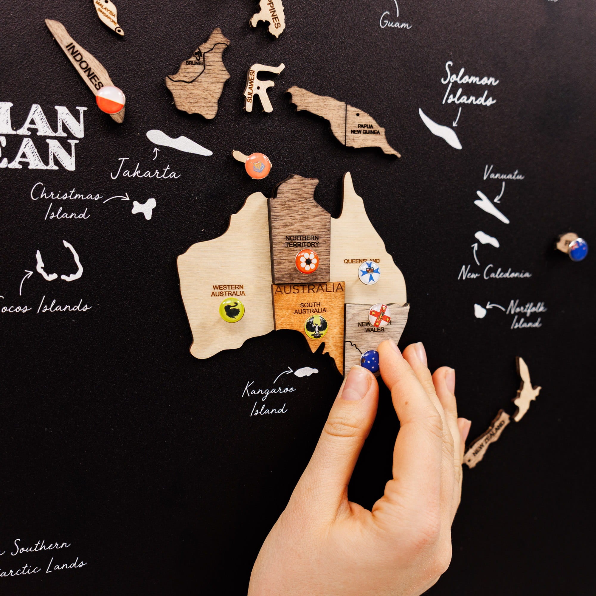 3D Wooden World Map Triptych Frameless - Multicolor by Enjoy The Wood