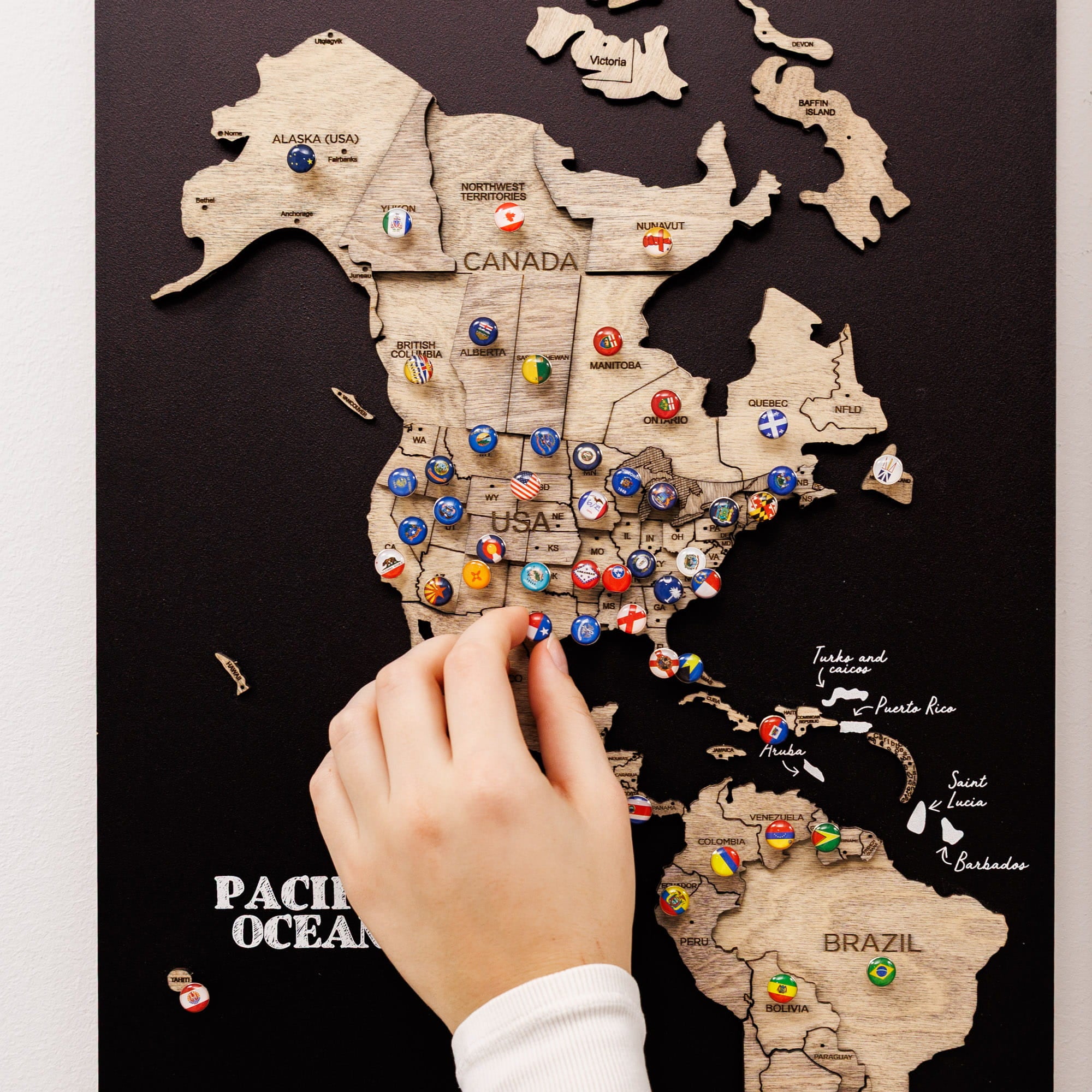 3D Wooden World Map Triptych Frameless - Terra by Enjoy The Wood