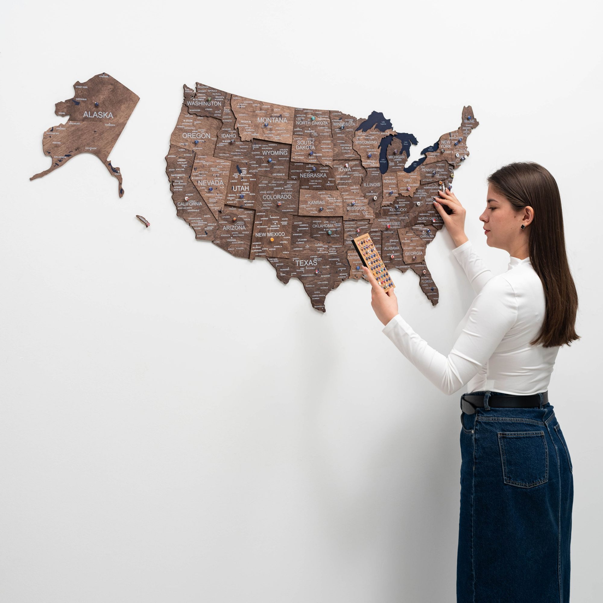 the wooden map of united states