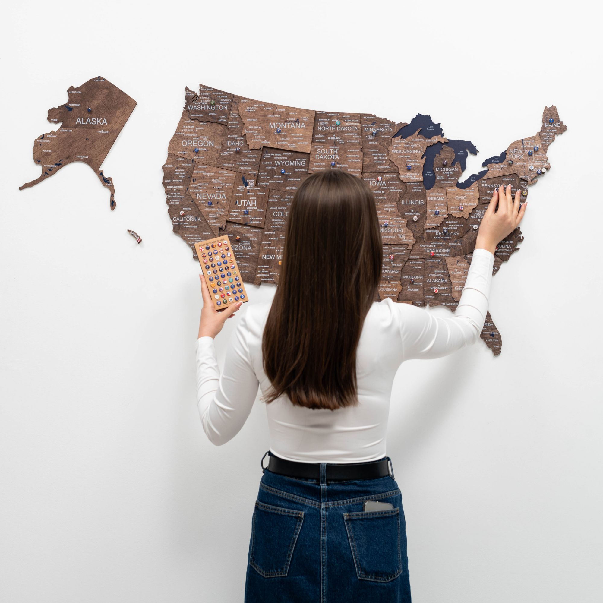 wooden map of united states
