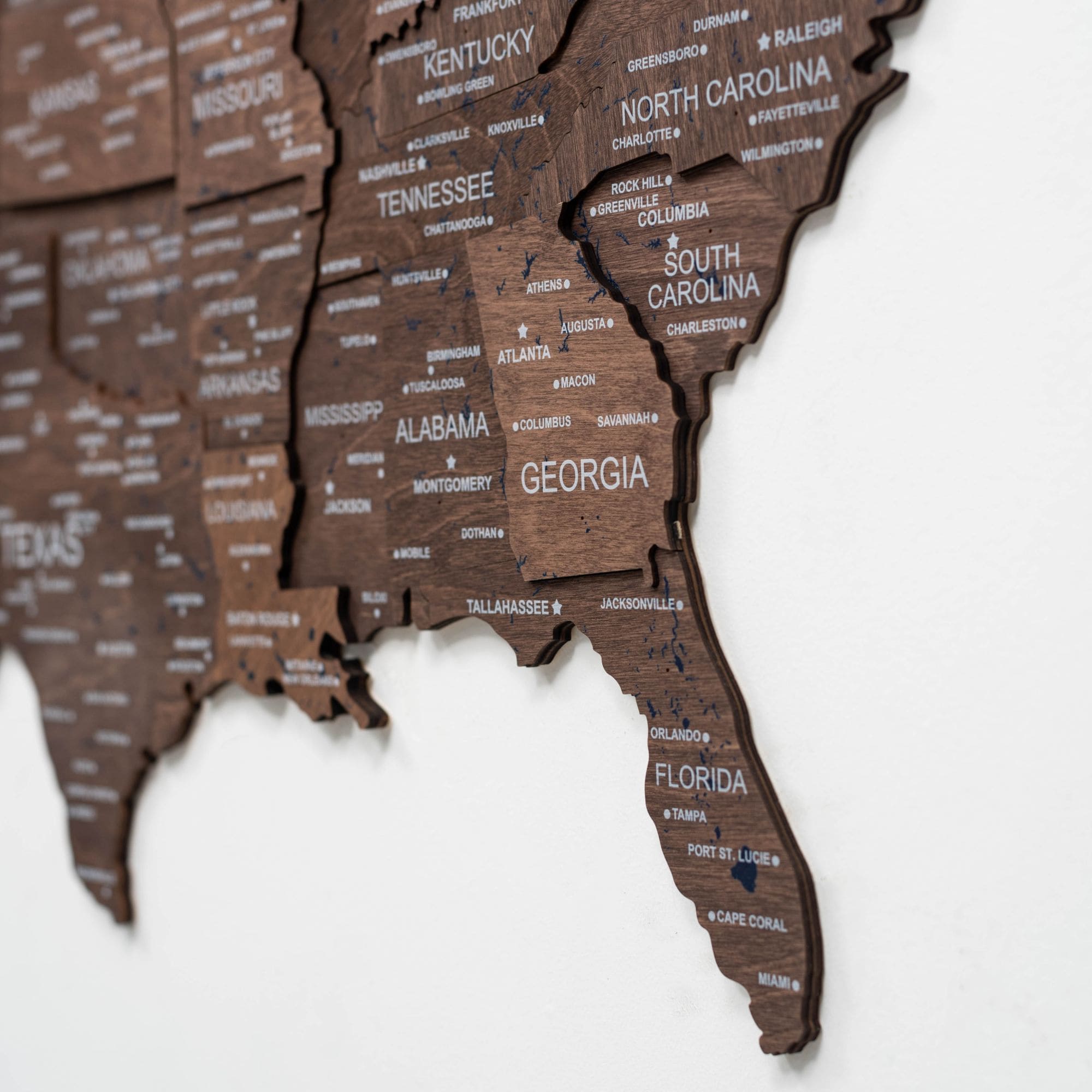 wooden map of united states