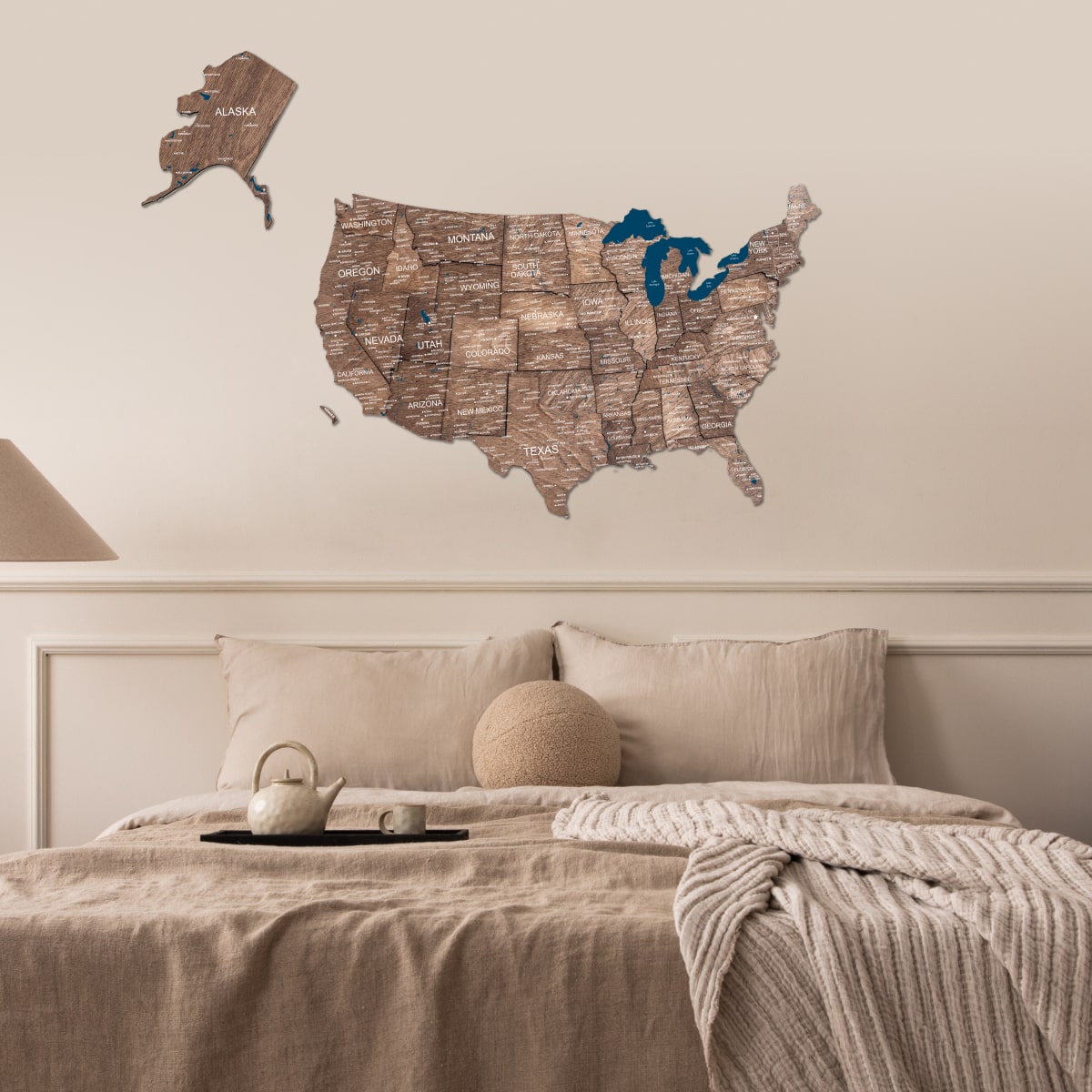 wooden map of united states