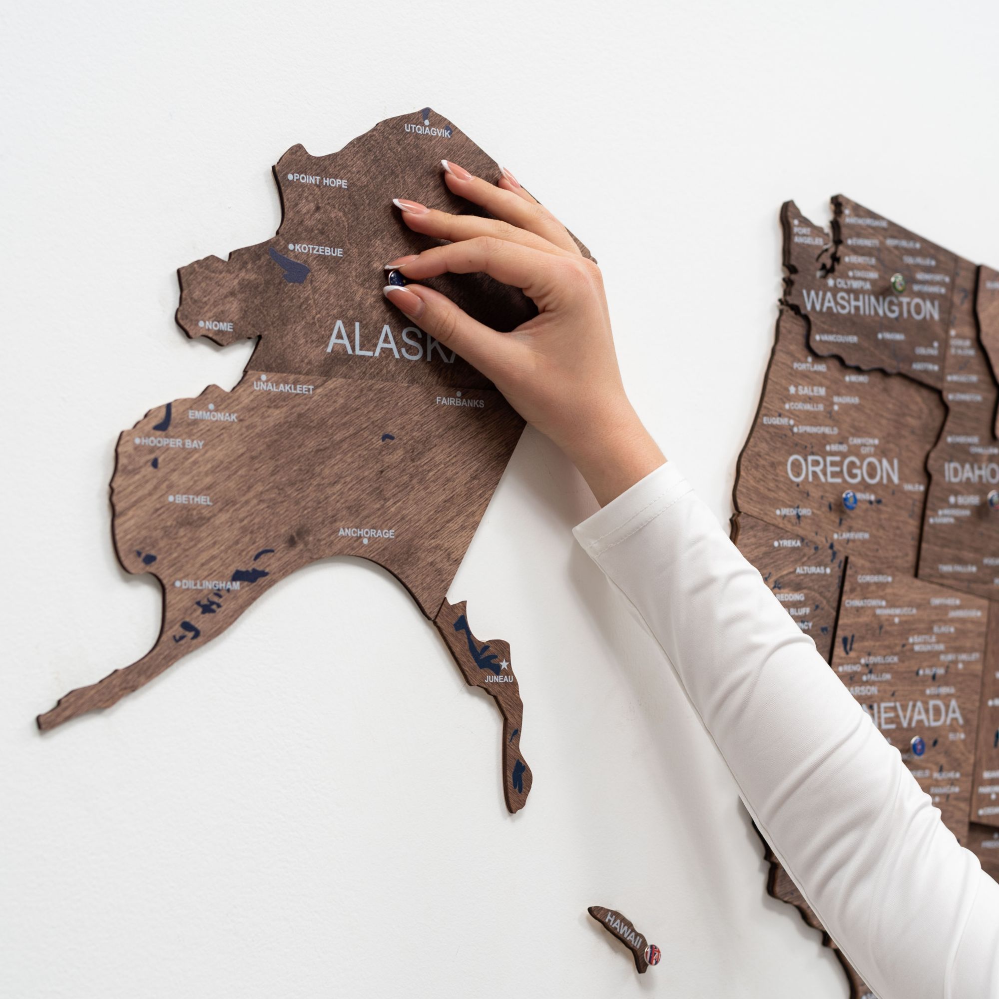 wooden map of united states