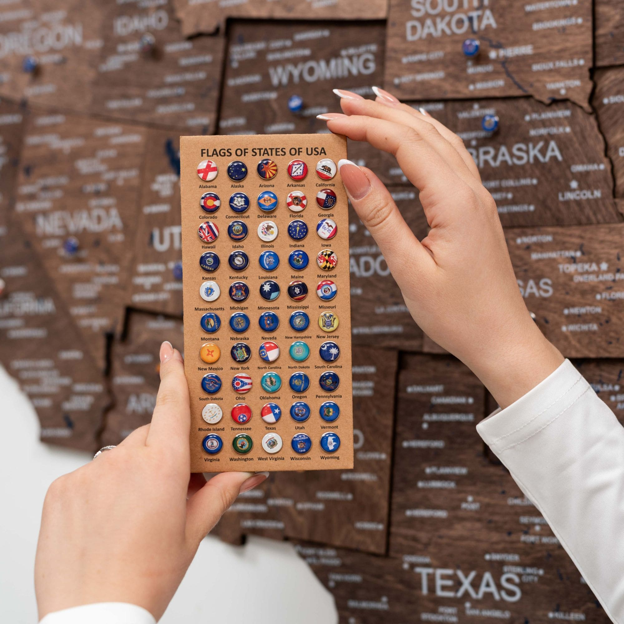 wooden map of united states