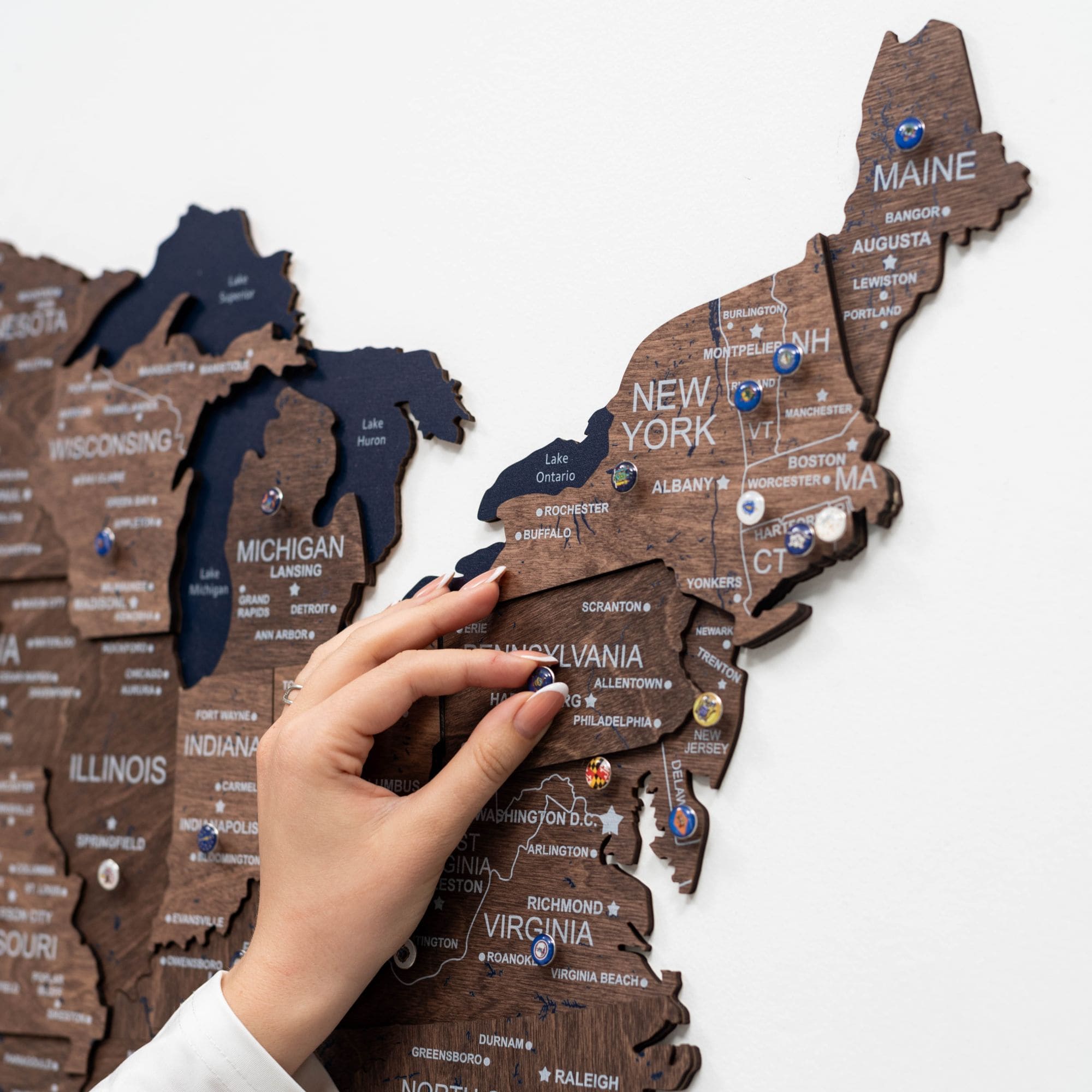 wooden map of united states