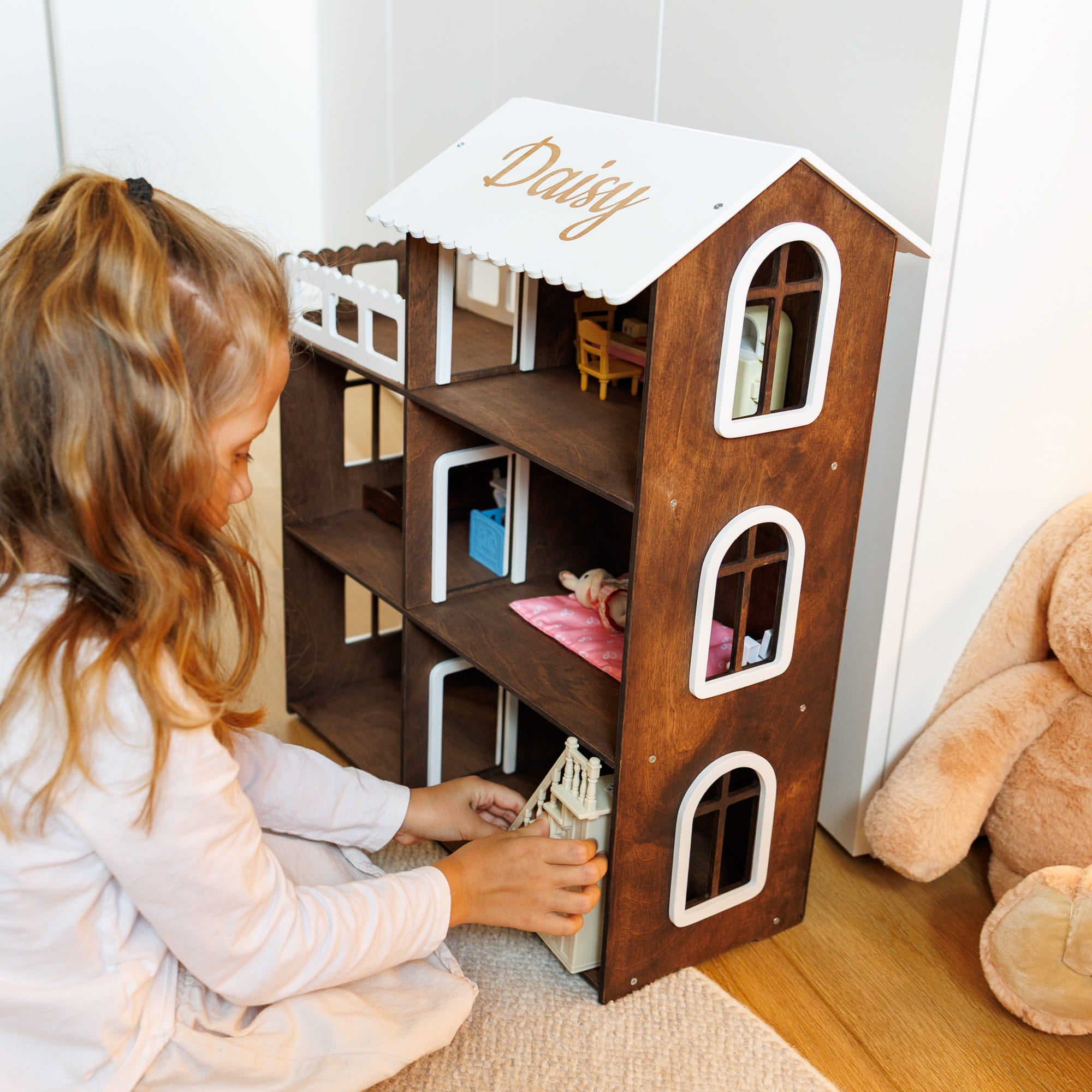 Wooden Dollhouse - Dark Walnut
