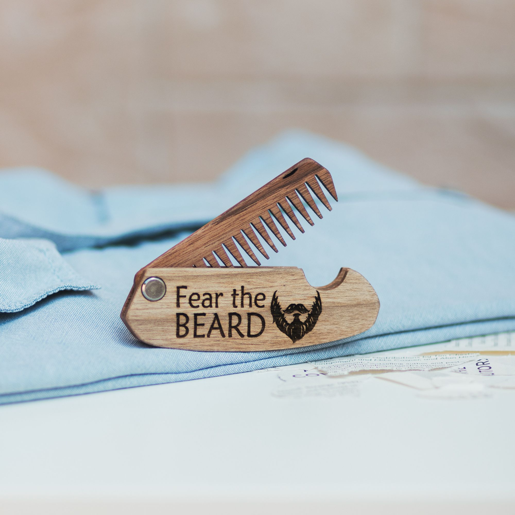 wooden narroway beard comb