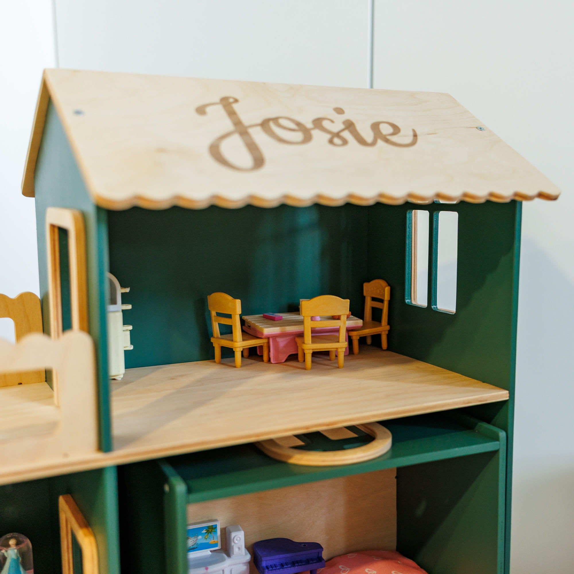 Wooden Dollhouse - Green