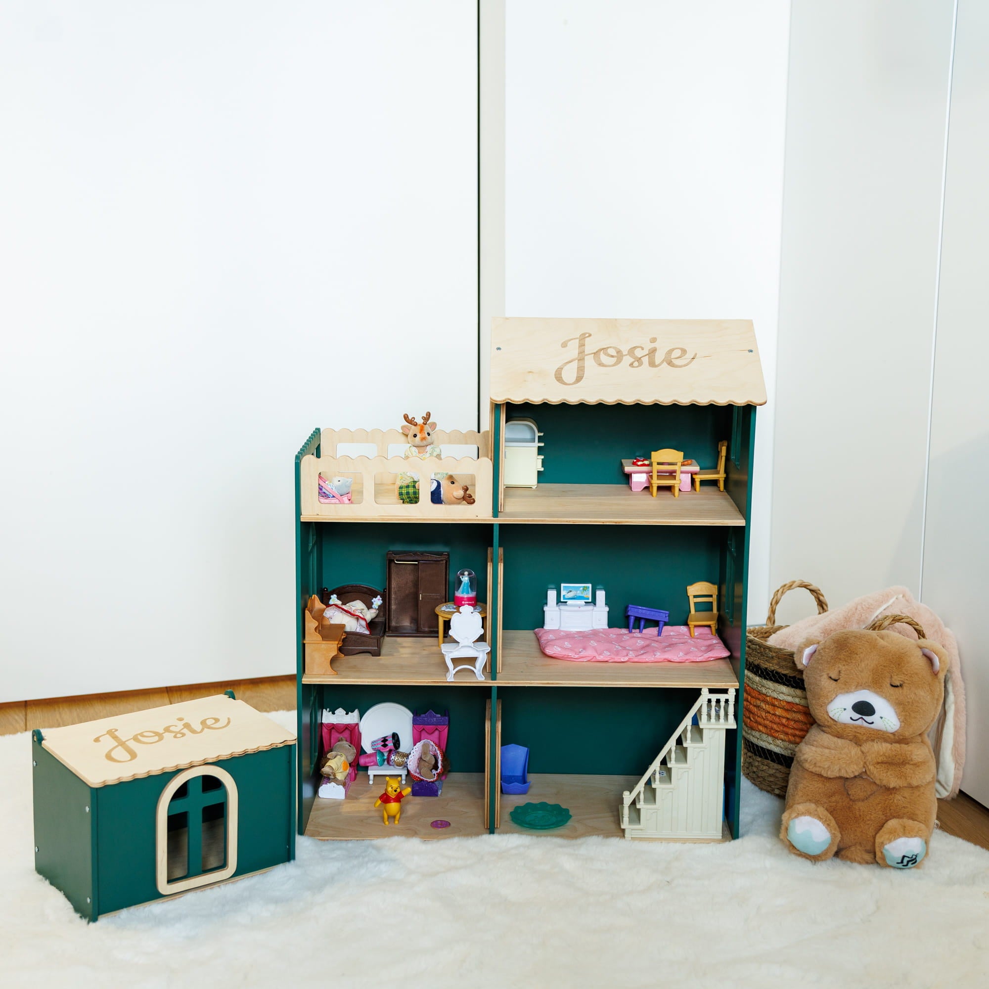 Wooden Dollhouse - Green