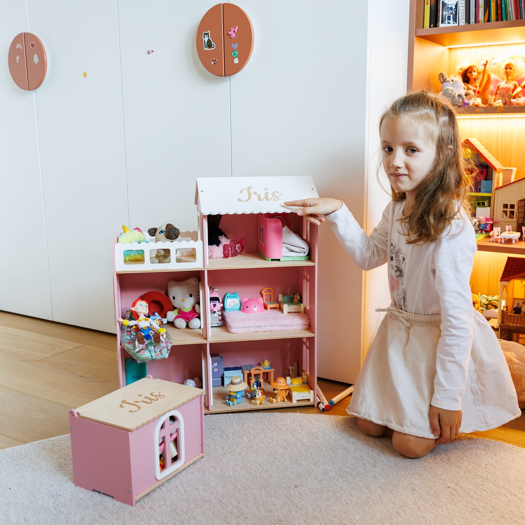 Wooden Dollhouse - Pink