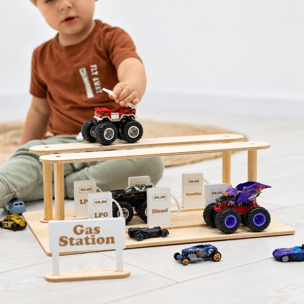 Wooden Gas Station Toy