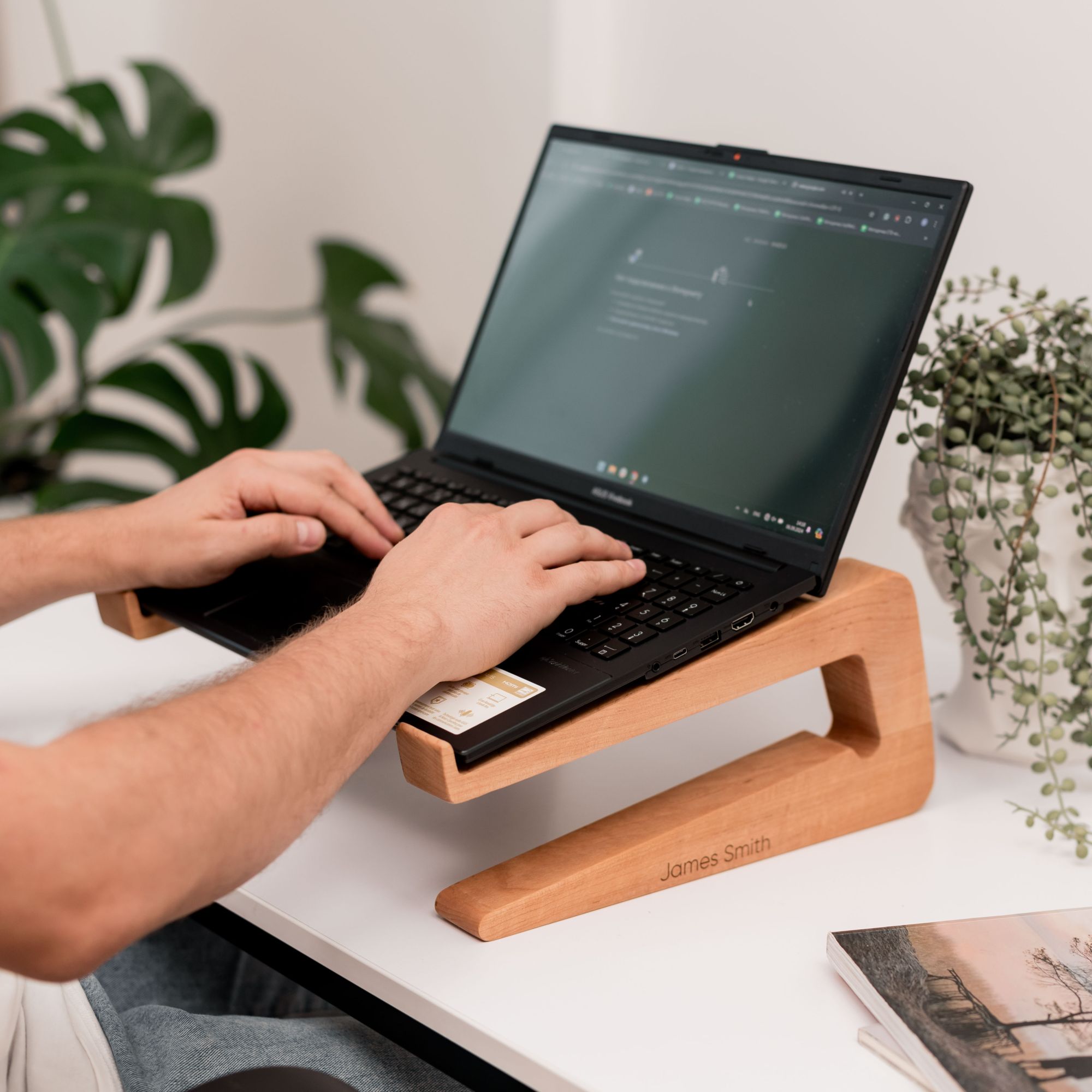 simple wooden laptop stand