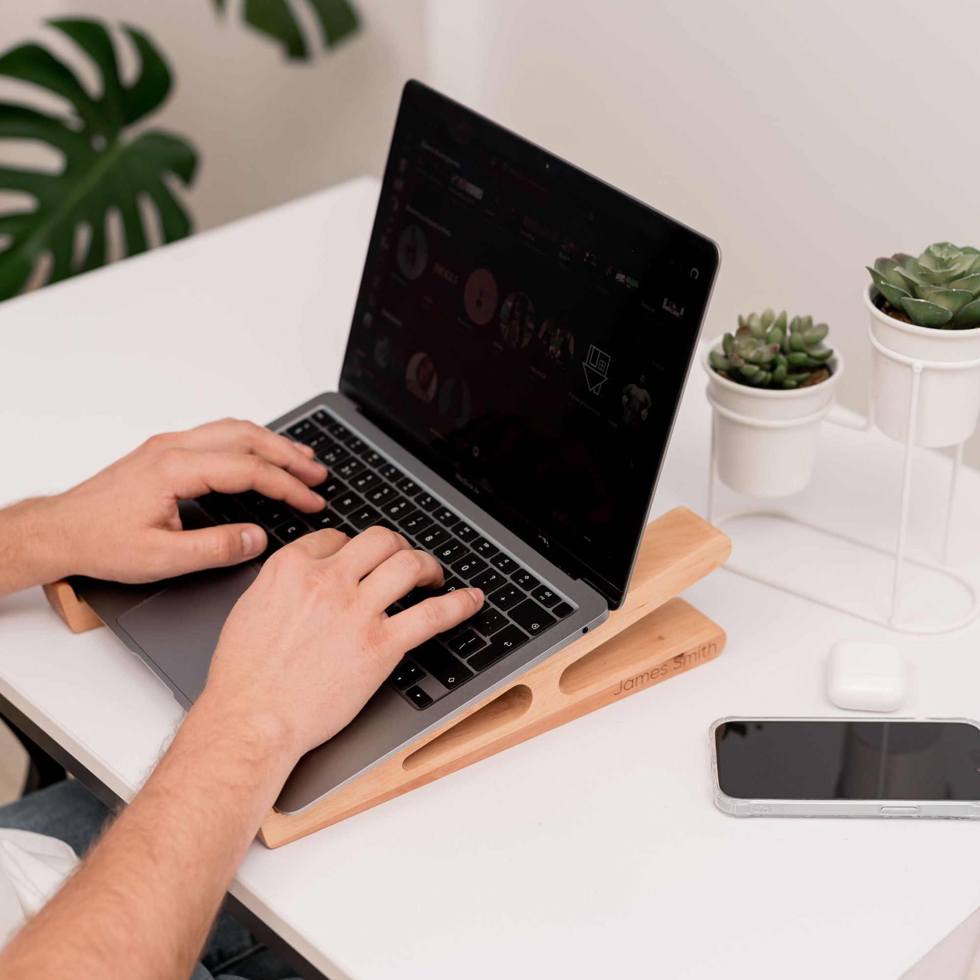 wooden laptop stand for desk
