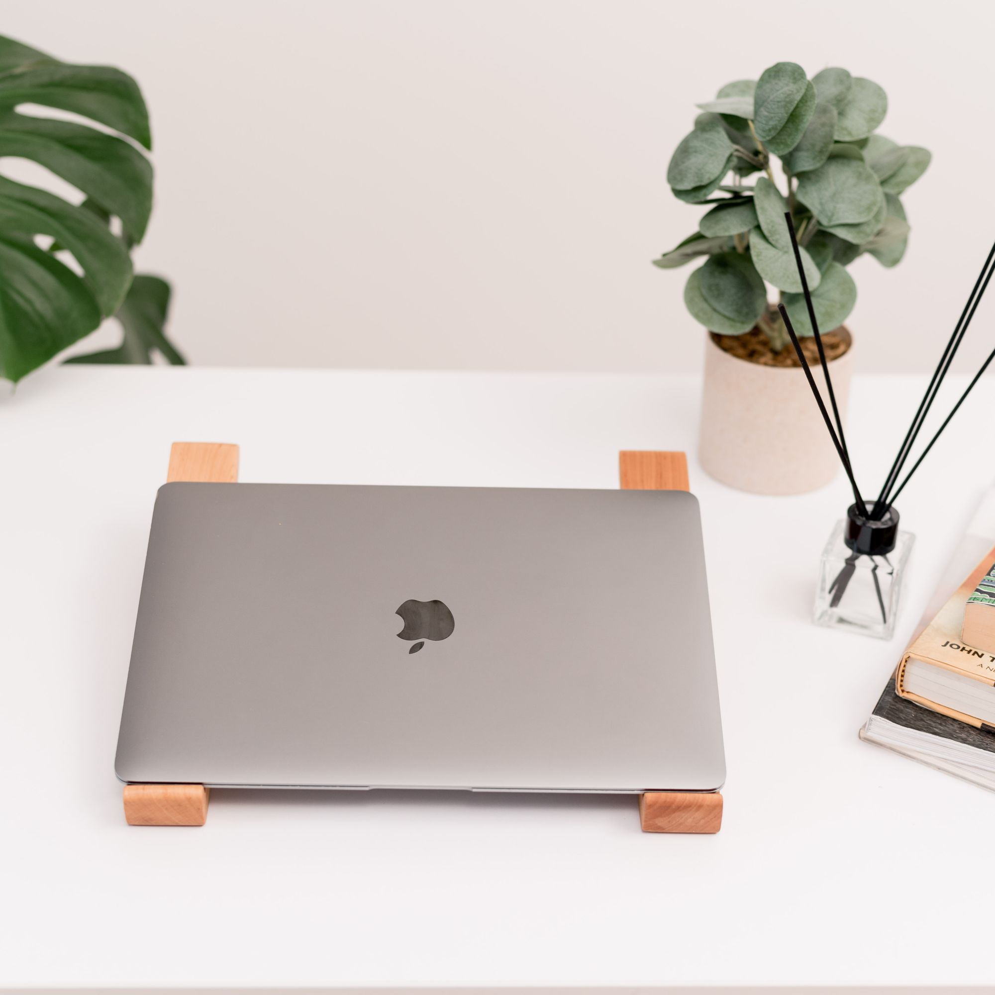 wooden laptop stand
