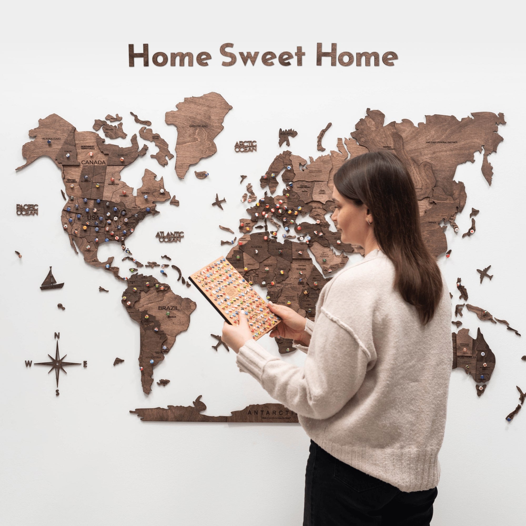 wooden quote for map