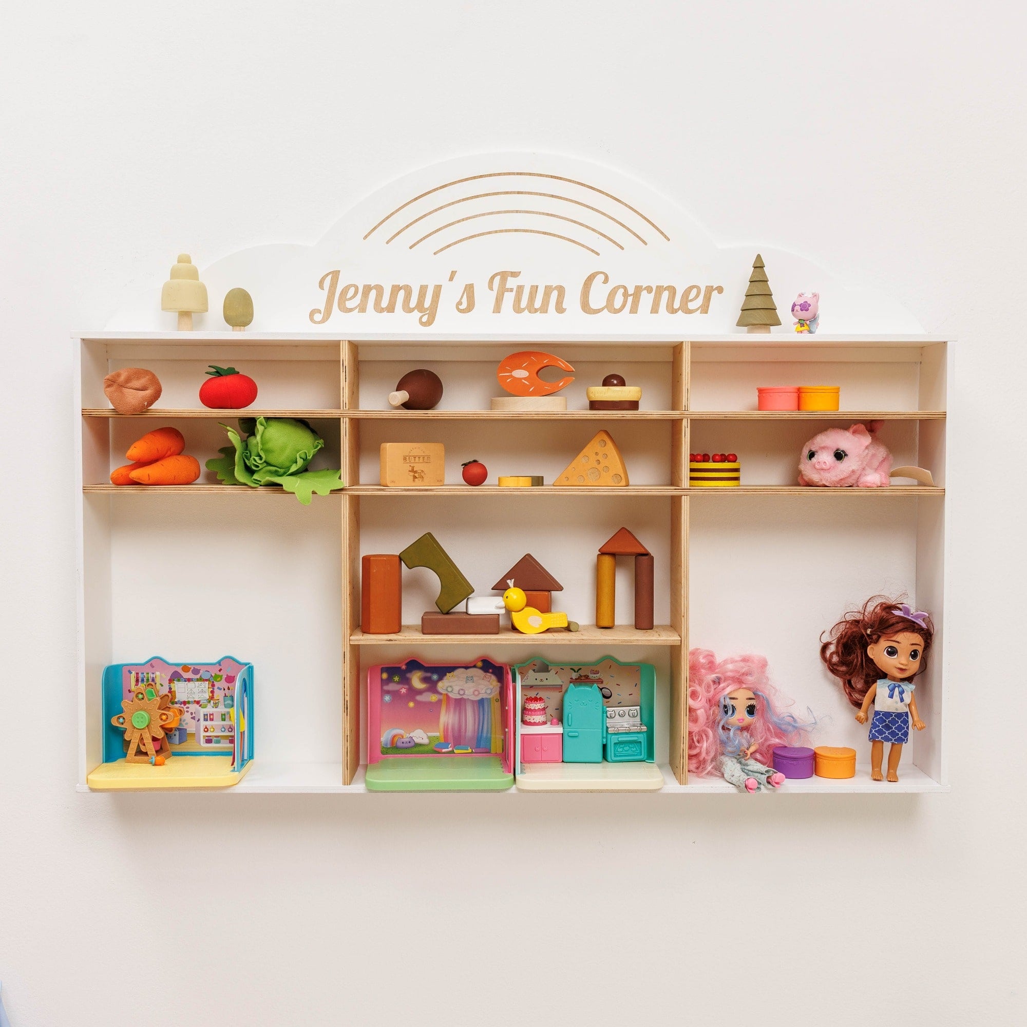 Wooden Toy Organizer - Rainbow