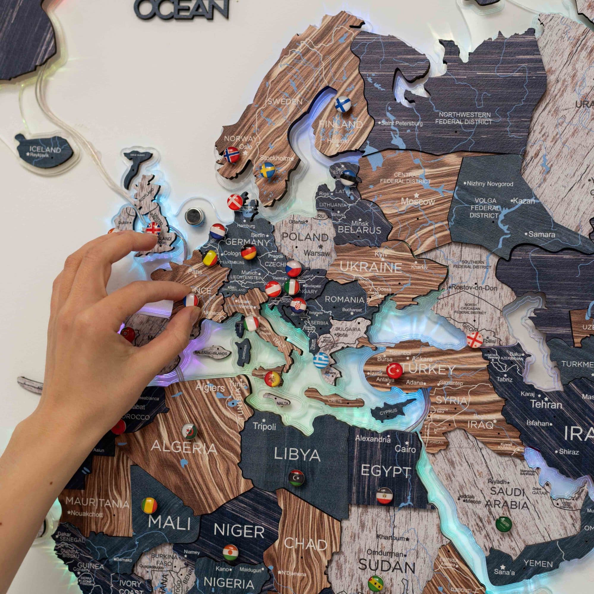 laser cut wooden world map