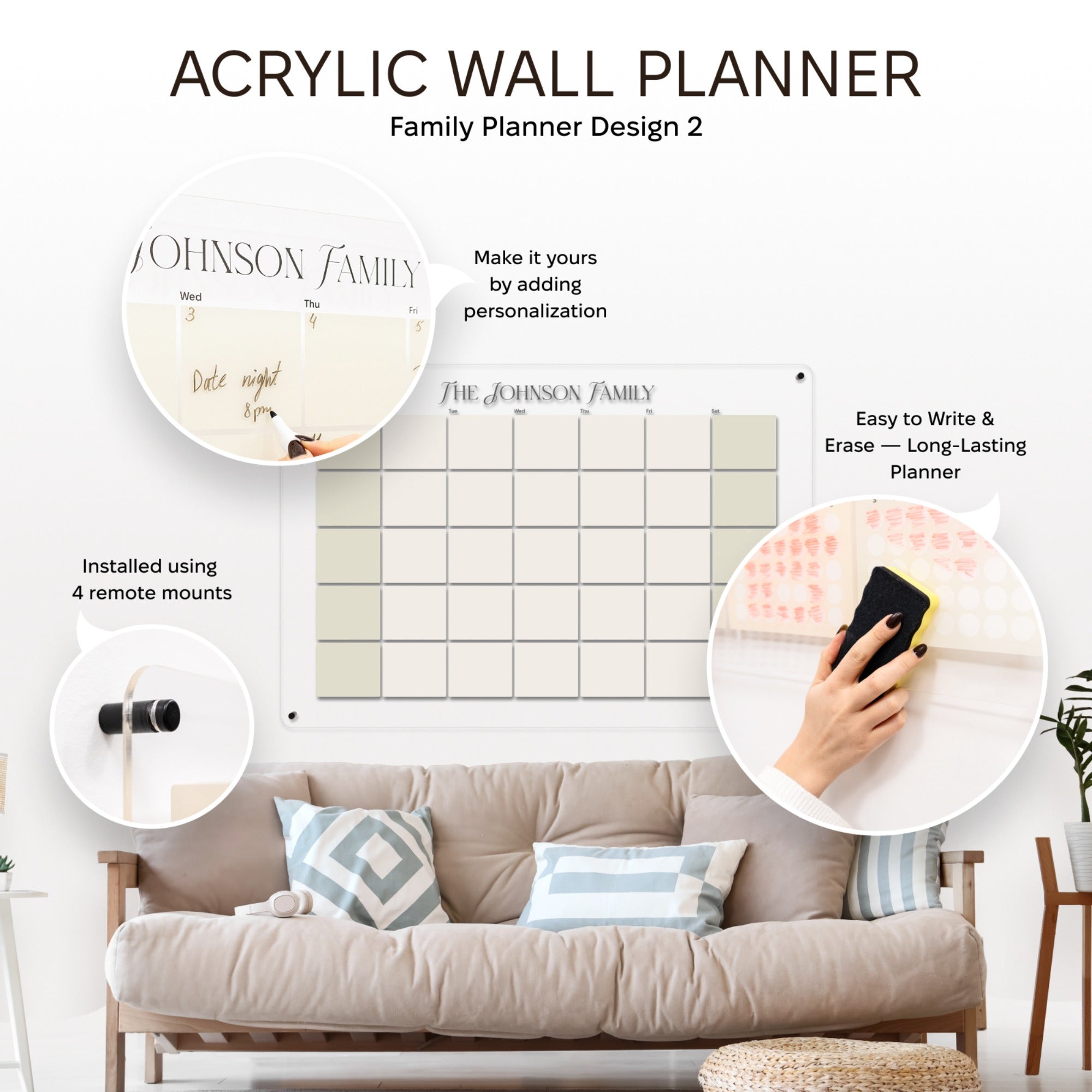 Acrylic Wall Family Planner Calendar 2