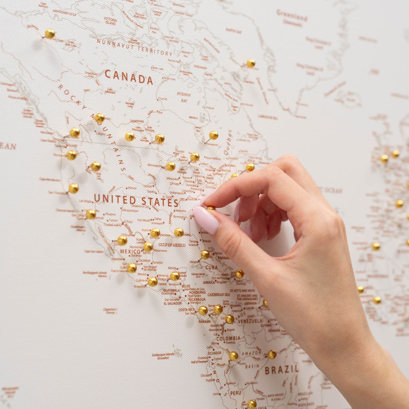 Mapa del mundo sobre lienzo - Beige