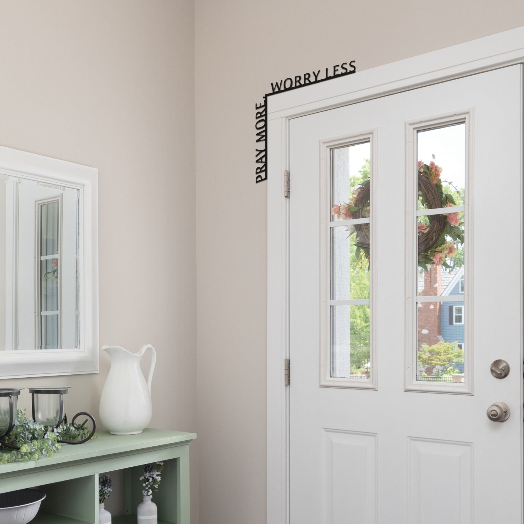 Wooden Corner Quote – Pray More, Worry Less