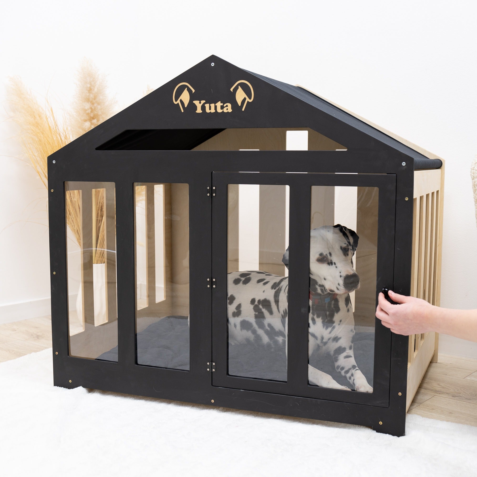 Dog House with a Fabric Roof - Black by Enjoy The Wood
