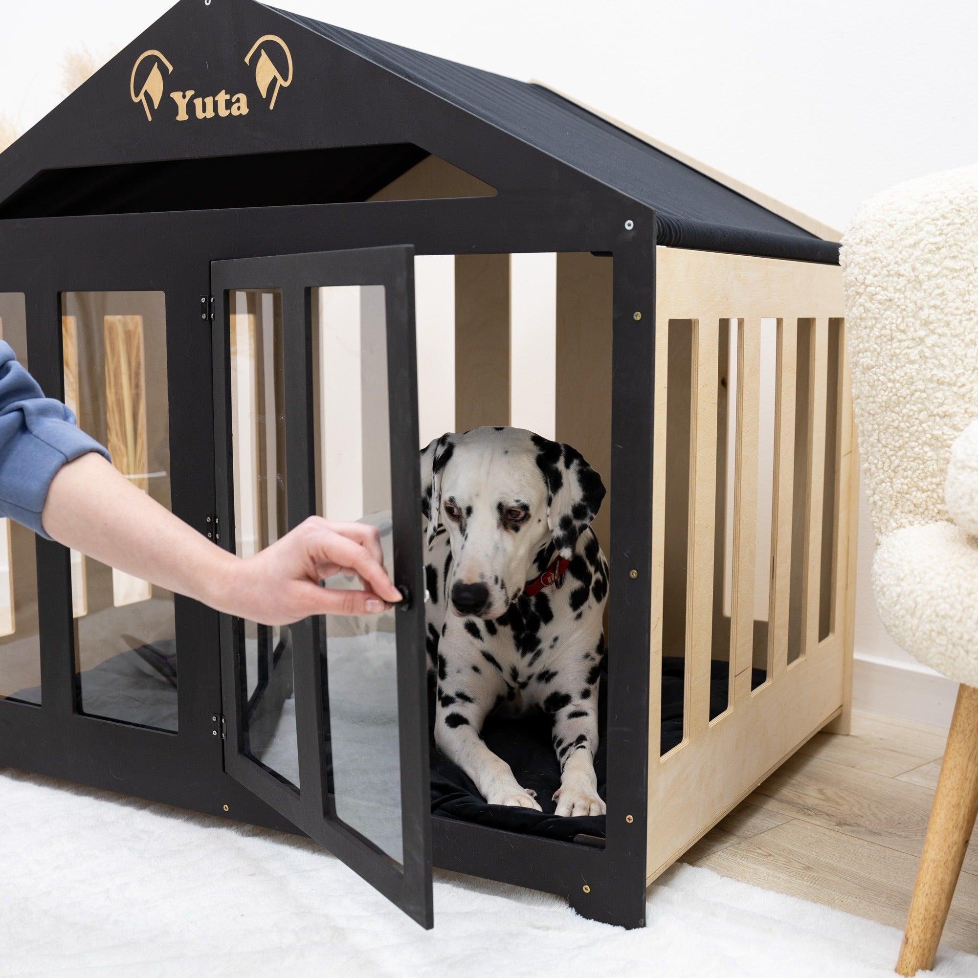 Dog House with a Fabric Roof - Black by Enjoy The Wood