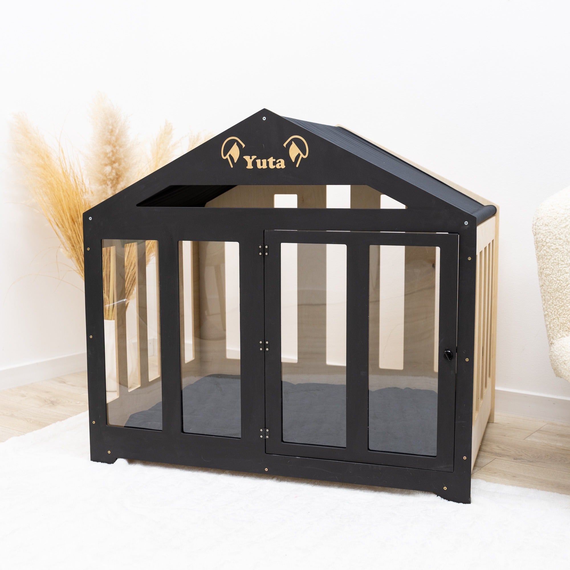 Dog House with a Fabric Roof - Black by Enjoy The Wood
