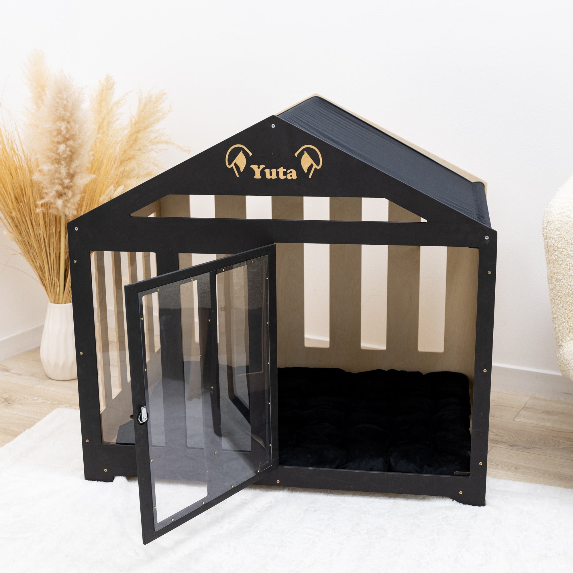 Dog House with a Fabric Roof - Black by Enjoy The Wood